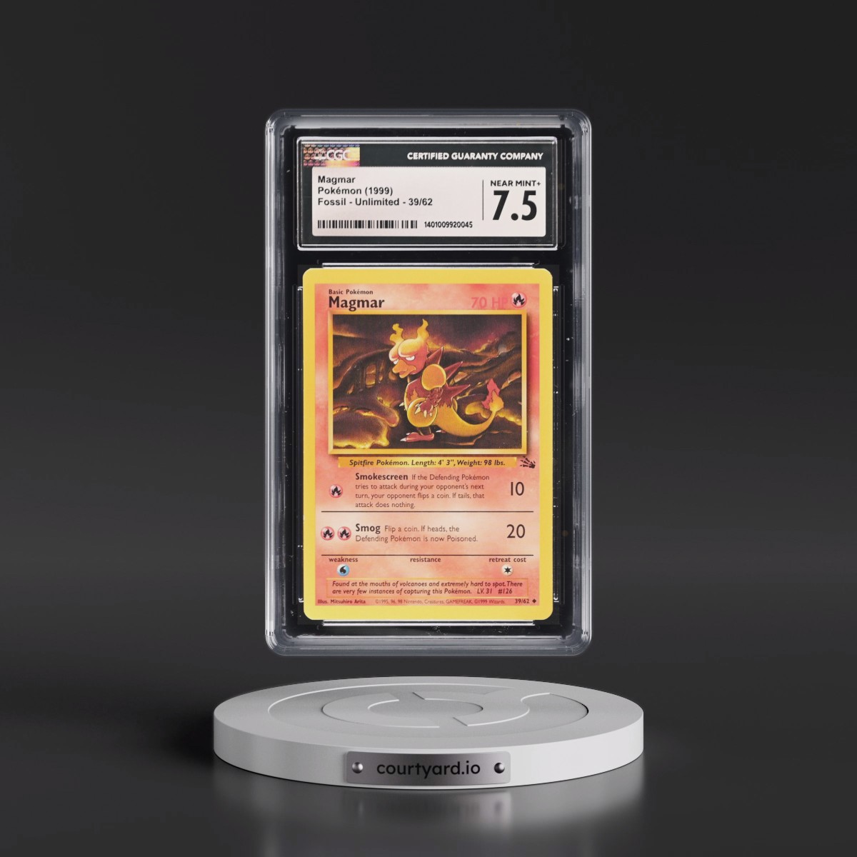 1999 Fossil #39/62 Magmar (CGC 7.5 NM+)