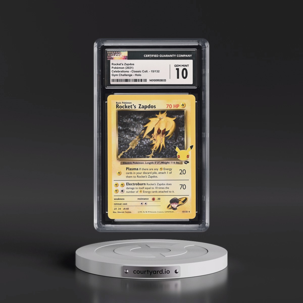 2021 Celebrations - Classic Collection #15/132 Rocket's Zapdos - Gym Challenge Holo (CGC 10 GEM MINT)
