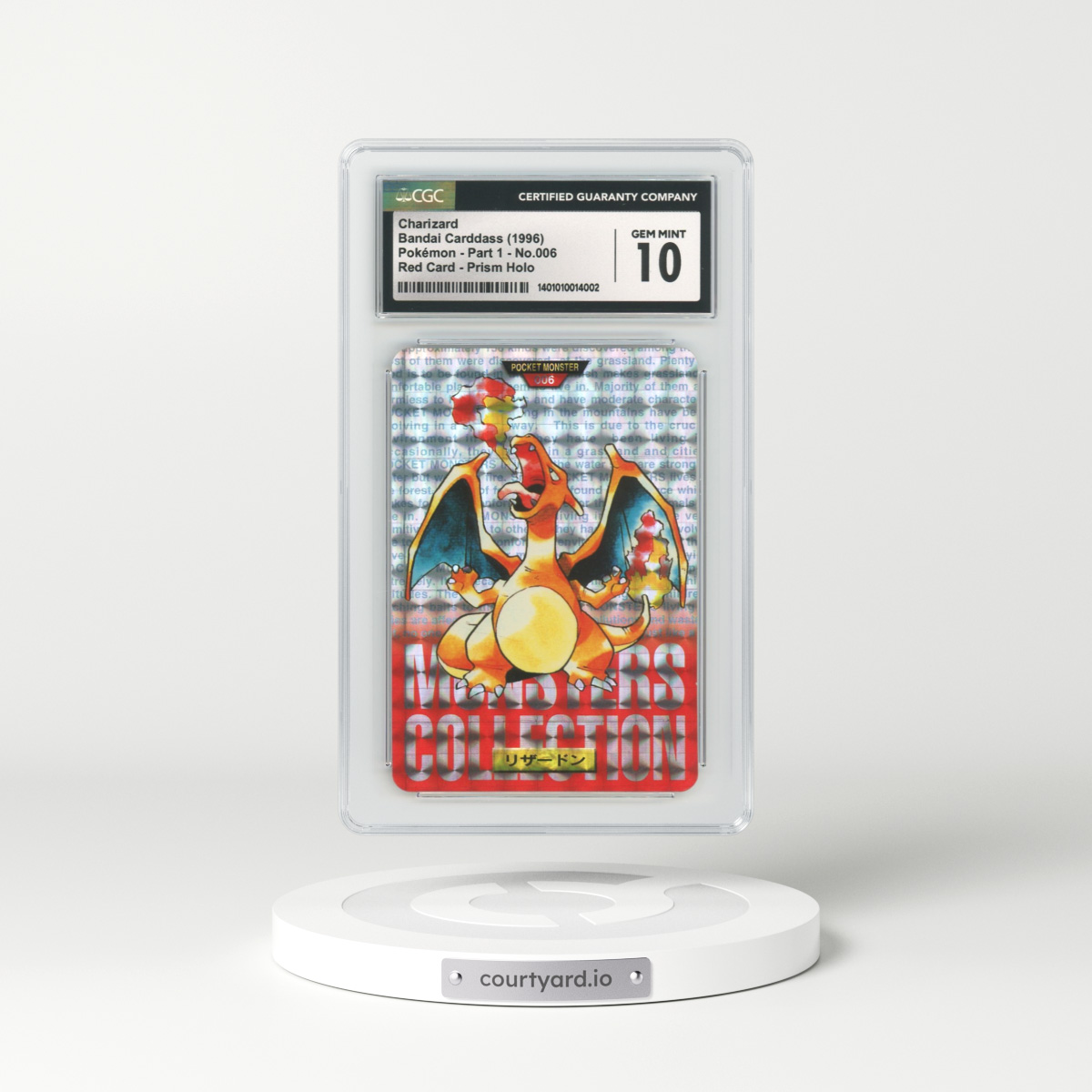 1996 Japanese Bandai Carddass #6 Charizard - Full Art Holo Red Card (CGC 10 GEM MINT)