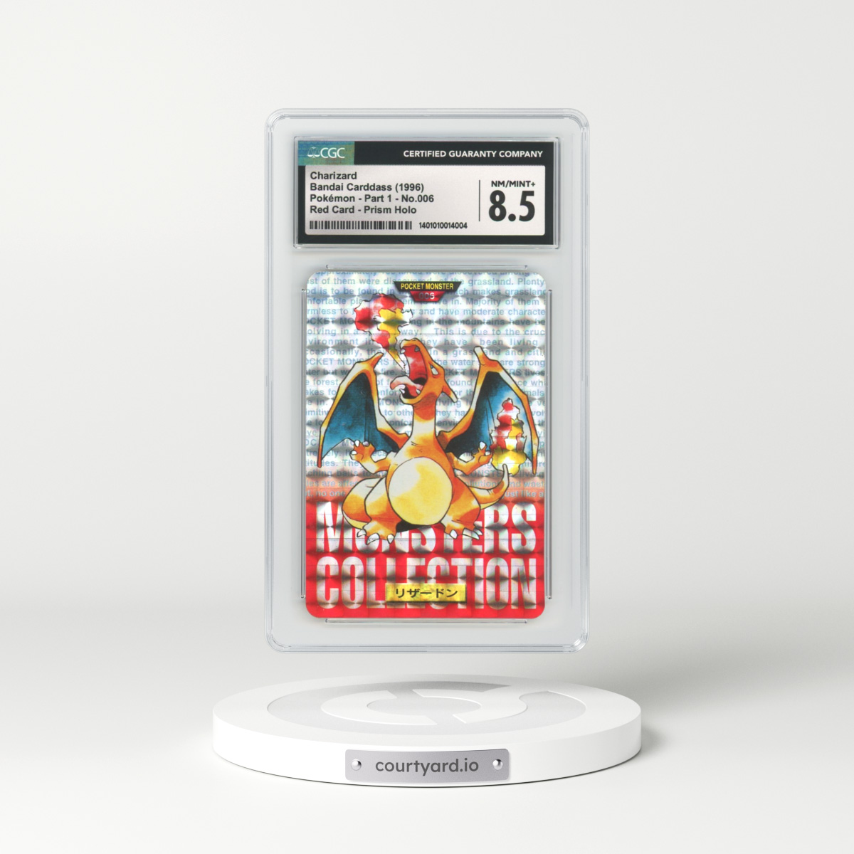 1996 Japanese Bandai Carddass #6 Charizard - Full Art Holo Red Card (CGC 8.5 NM-MT+)