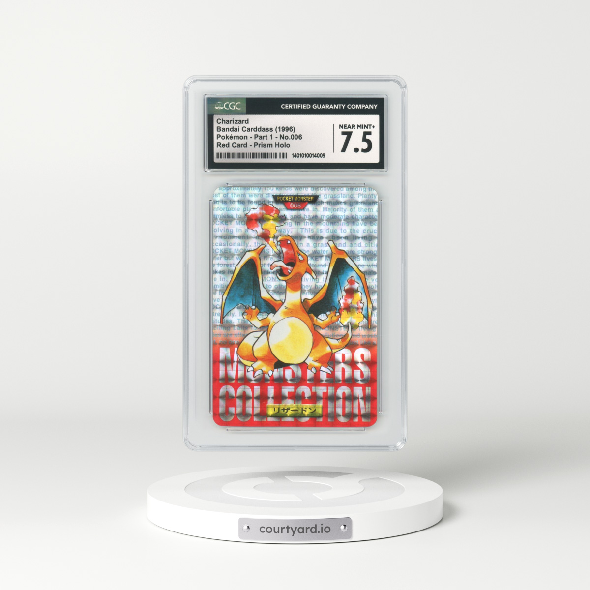 1996 Japanese Bandai Carddass #6 Charizard - Full Art Holo Red Card (CGC 7.5 NM+)