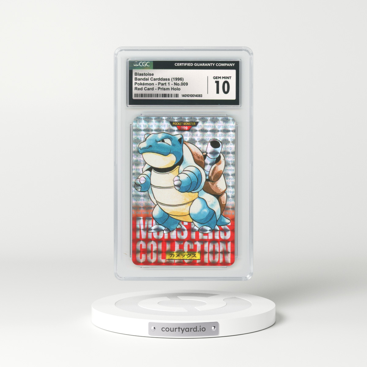 1996 Japanese Bandai Carddass #9 Blastoise - Full Art Holo Red Card - Prism (CGC 10 GEM MINT)