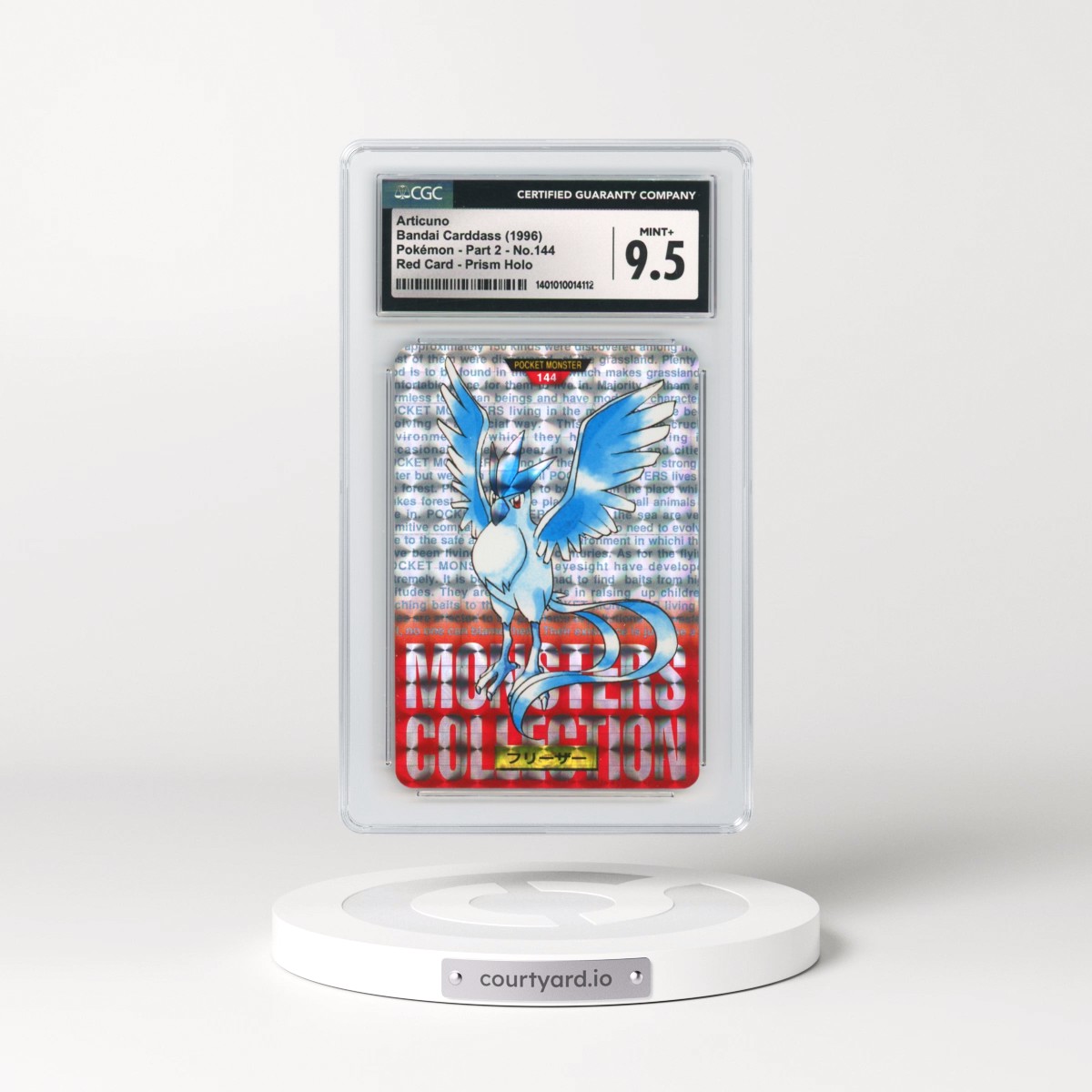 1996 Japanese Bandai Carddass #144 Articuno - Red Card (CGC 9.5 MINT+)