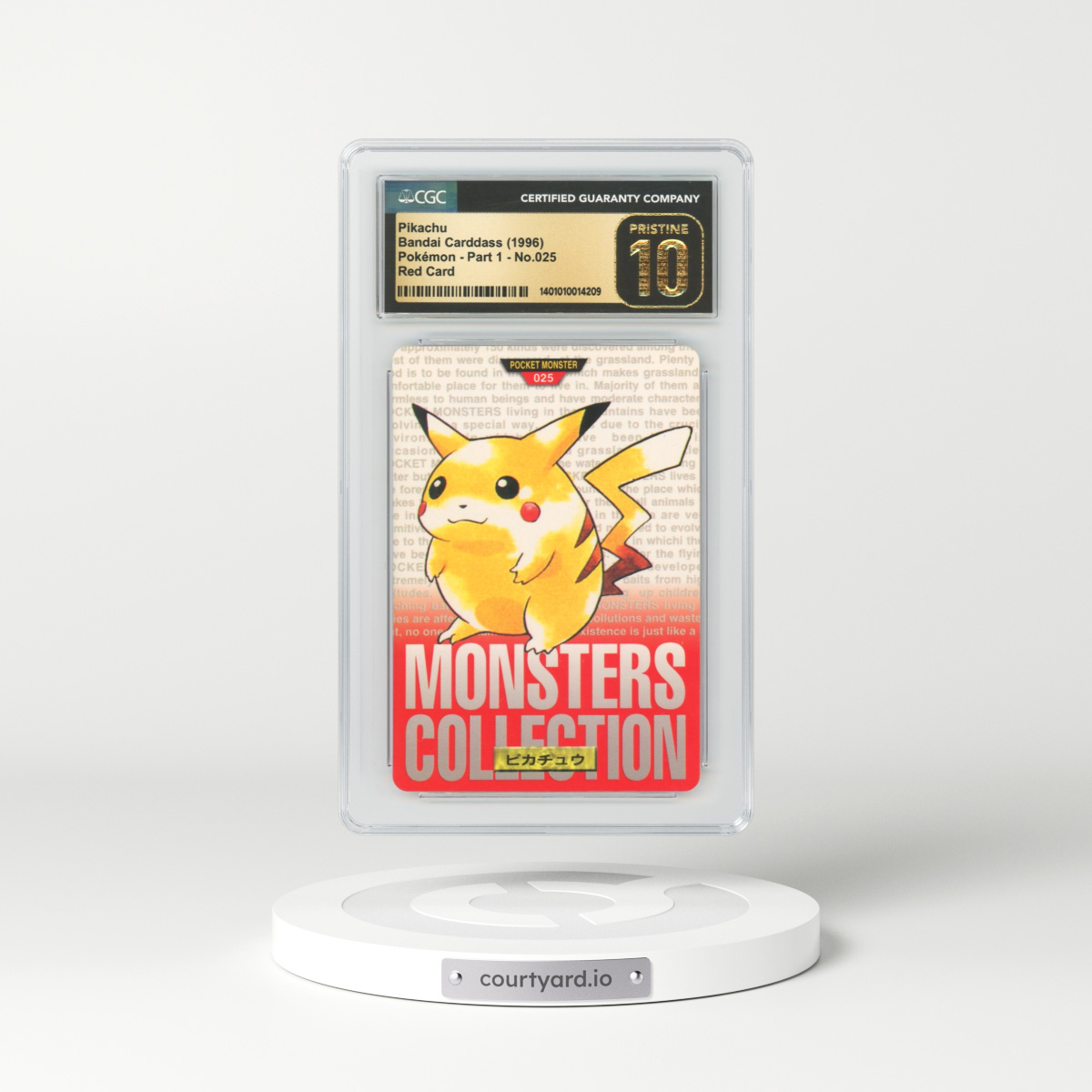 1996 Japanese Bandai Carddass #25 Pikachu - Red Card (CGC 10 PRISTINE)