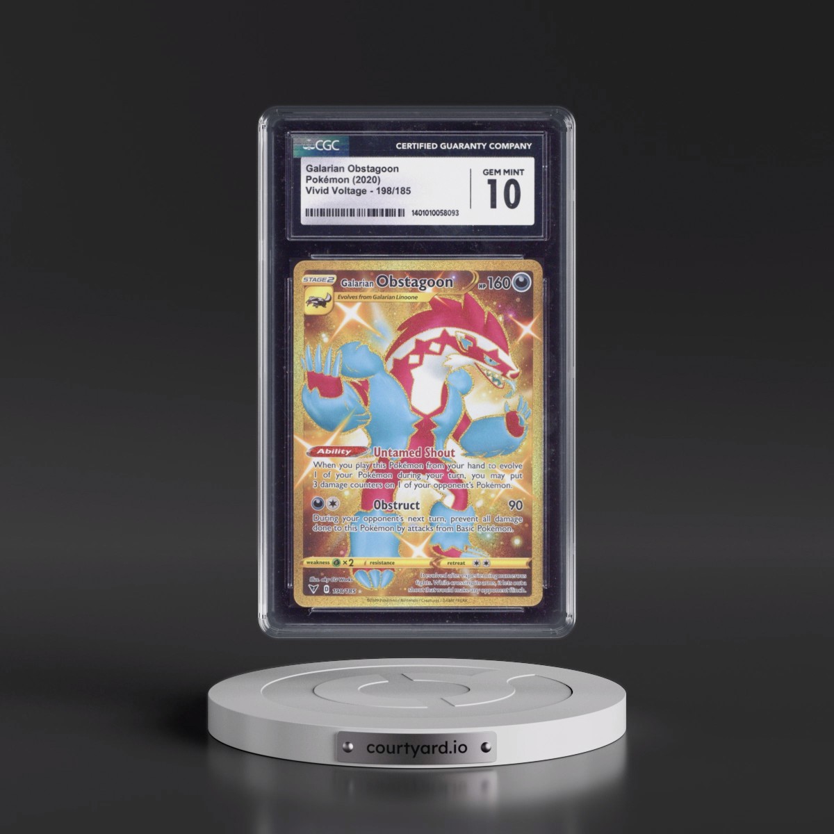 2020 Vivid Voltage #198/185 Galarian Obstagoon - Secret Rare Holo (CGC 10 GEM MINT)