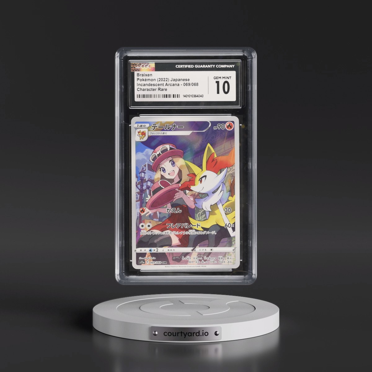2022 Incandescent Arcana #069/068 Braixen - Character Rare Holo (CGC 10 GEM MINT)