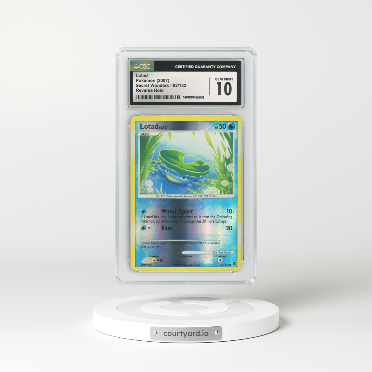 2007 Secret Wonders #92 Lotad - Holo (CGC 10 GEM MINT)