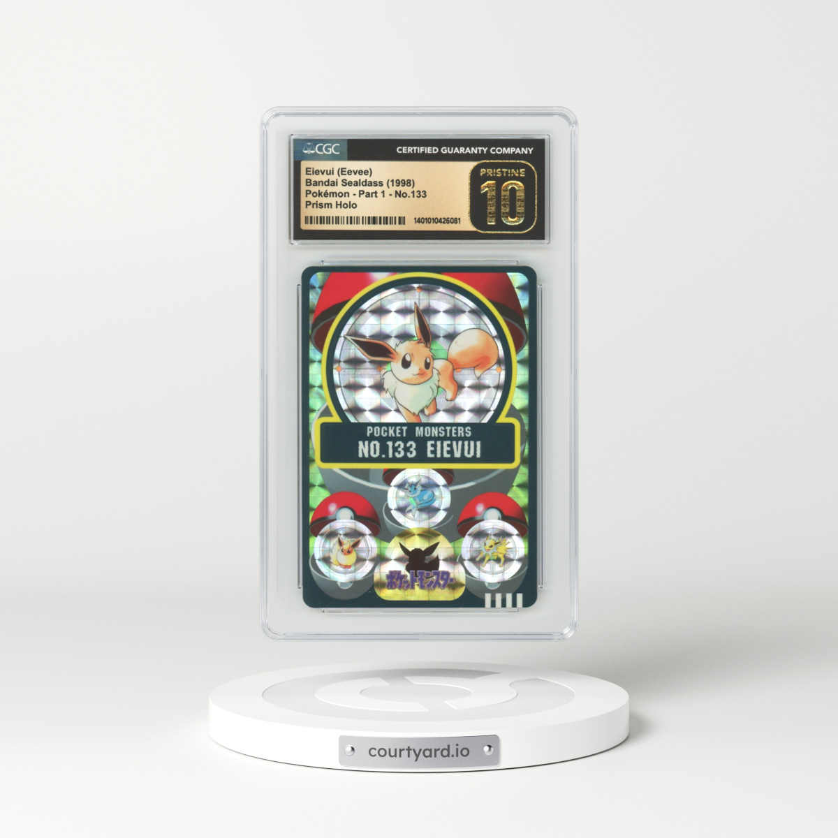 1998 Japanese Bandai Sealdass #133 Eievui (Eevee) - Full Art Holo Prism Holo (CGC 10 PRISTINE)