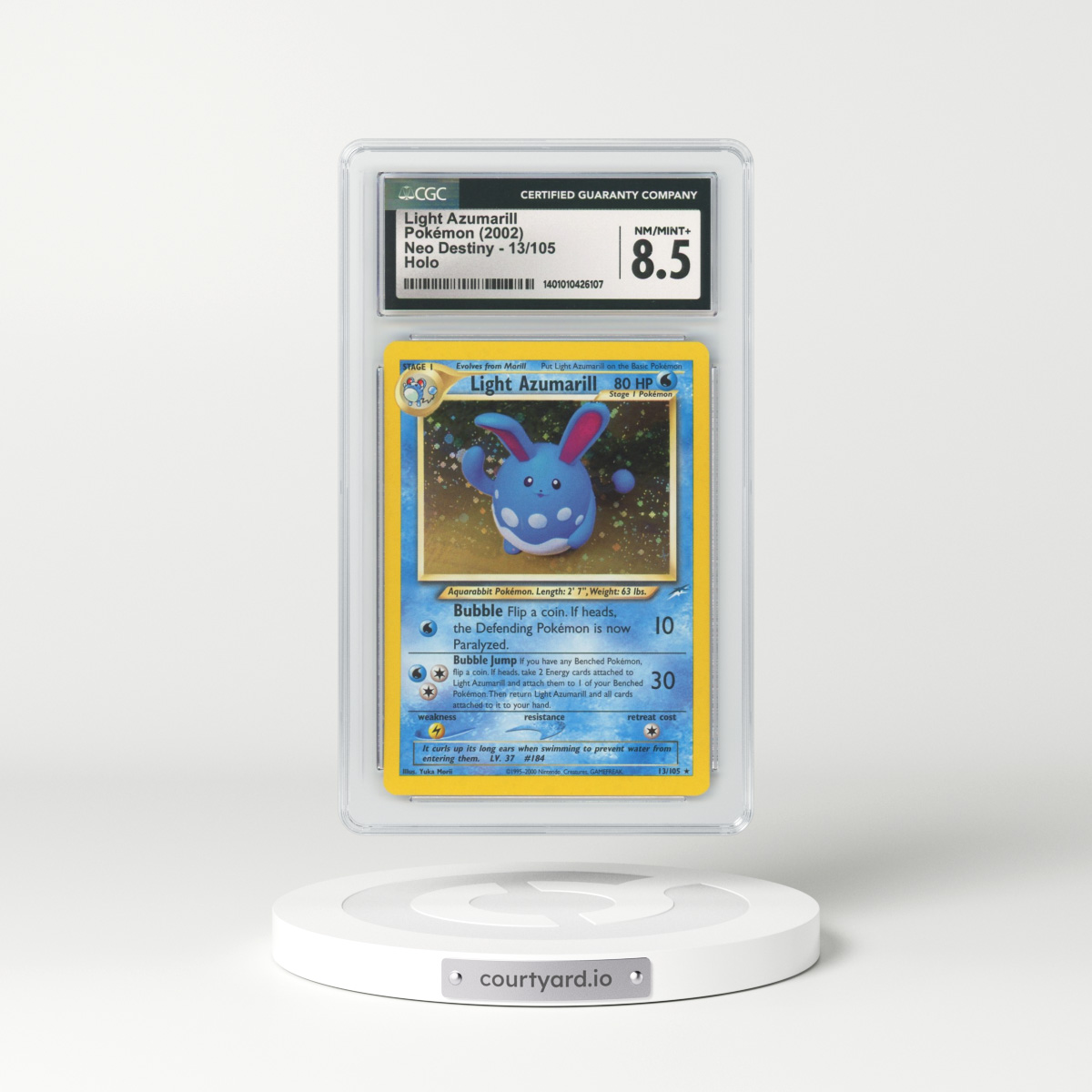 2002 Neo Destiny #13 Light Azumarill - Holo (CGC 8.5 NM-MT+)