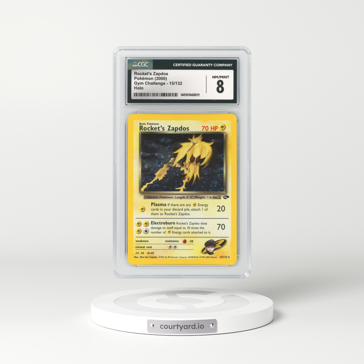 2000 Gym Challenge #15 Rocket's Zapdos - Holo (CGC 8 NM-MT)