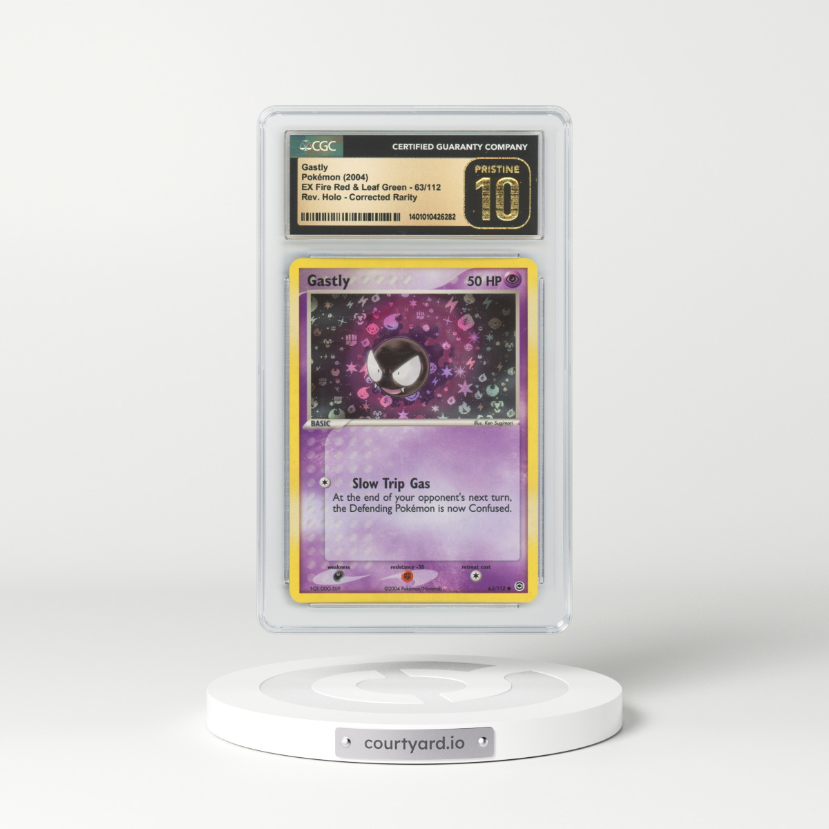 2004 EX FireRed & LeafGreen #63 Gastly - Holo Corrected Rarity (CGC 10 PRISTINE)