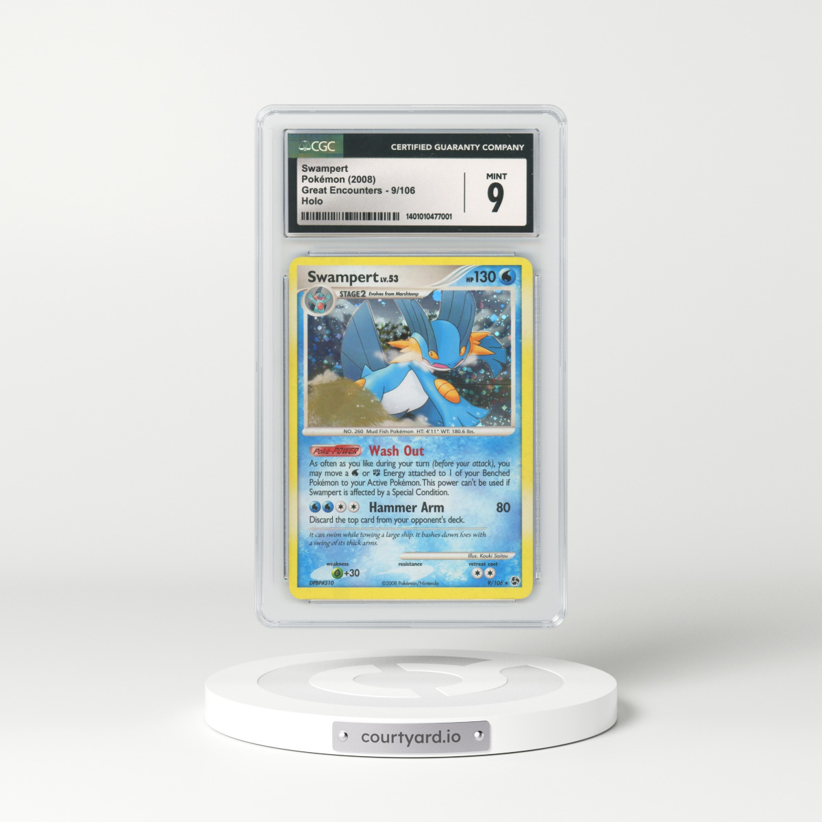 2008 Great Encounters #9 Swampert - Holo (CGC 9 MINT)