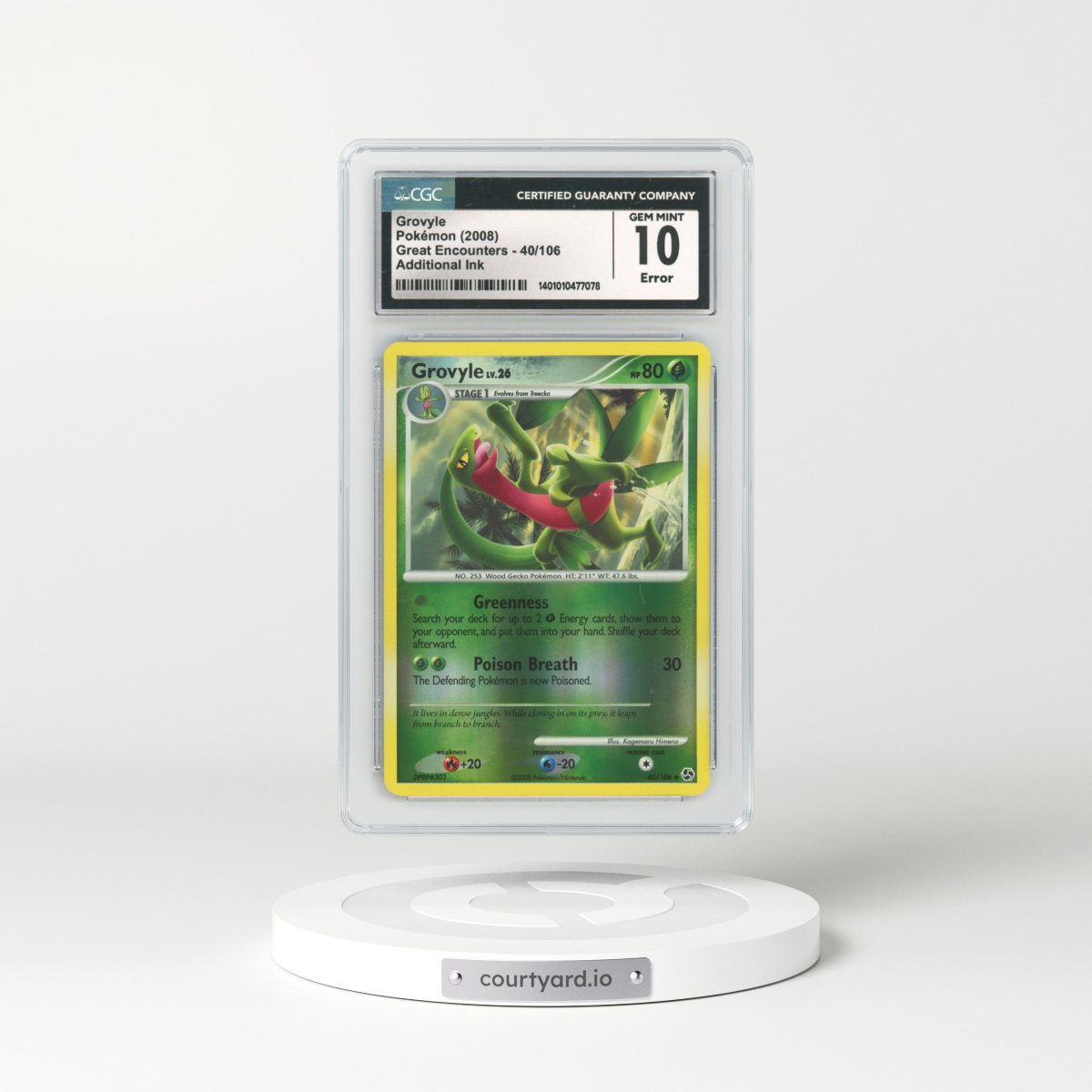 2008 Great Encounters #40 Grovyle - Holo (CGC 10 GEM MINT)