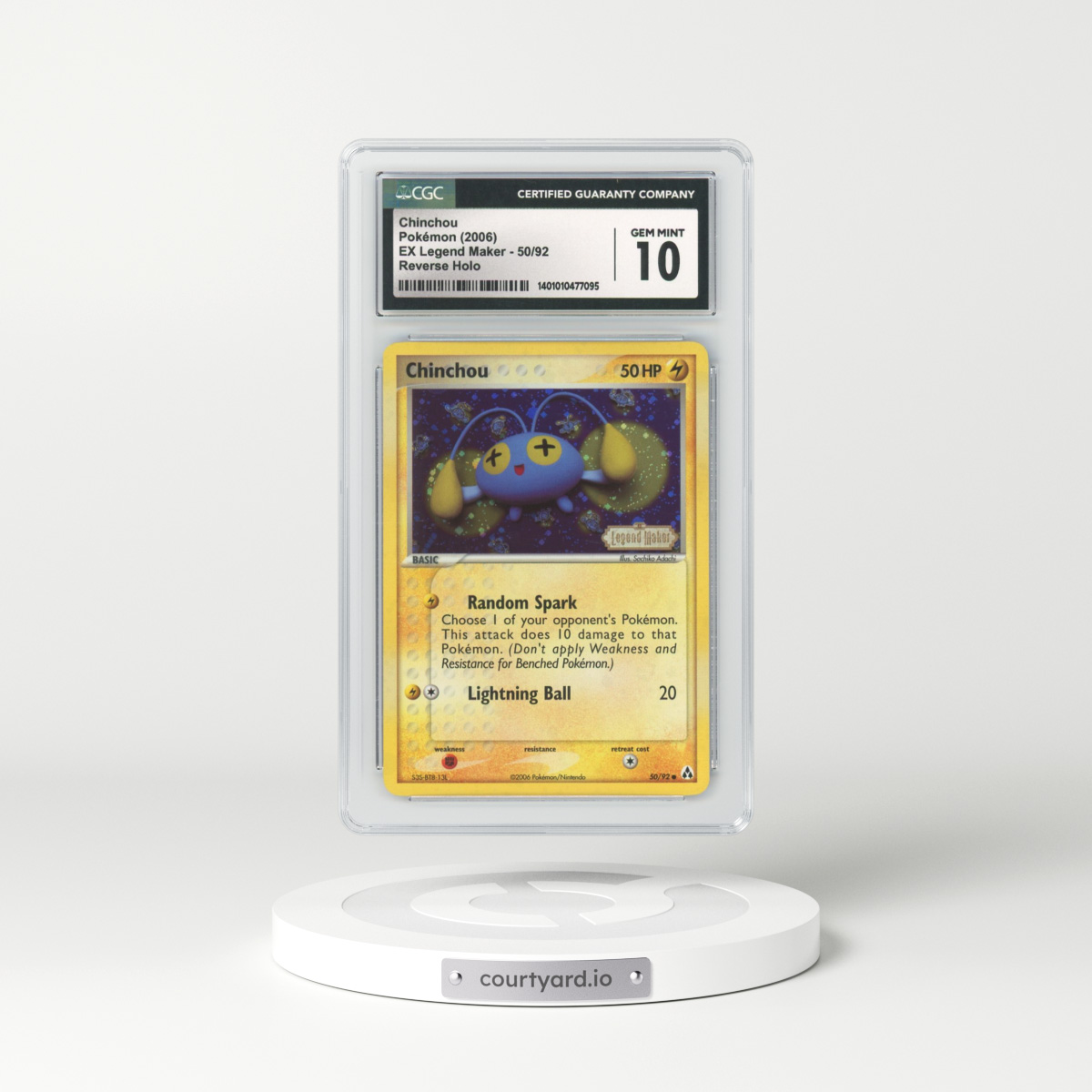 2006 EX Legend Maker #50 Chinchou - Holo (CGC 10 GEM MINT)