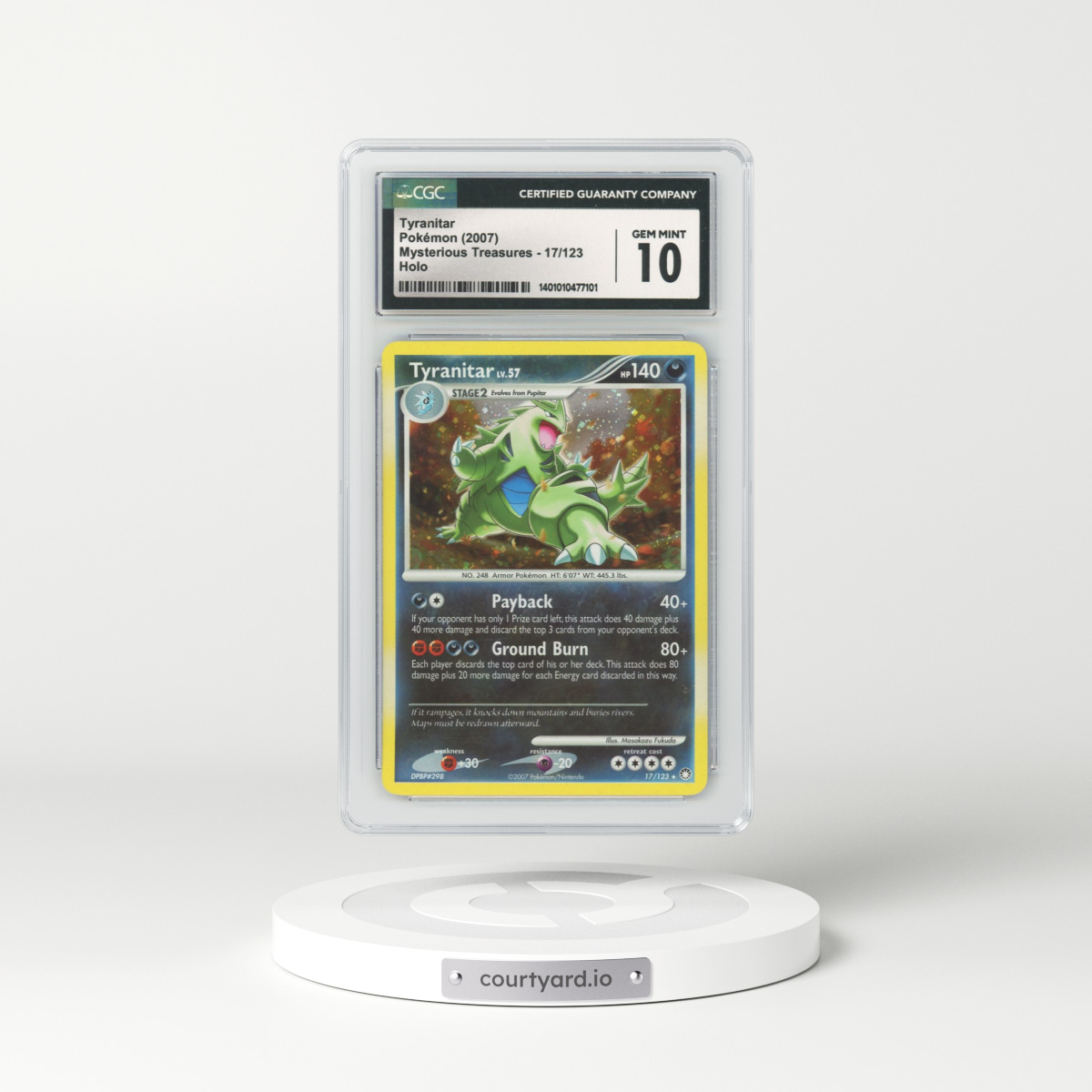 2007 Mysterious Treasures #17 Tyranitar - Holo (CGC 10 GEM MINT)