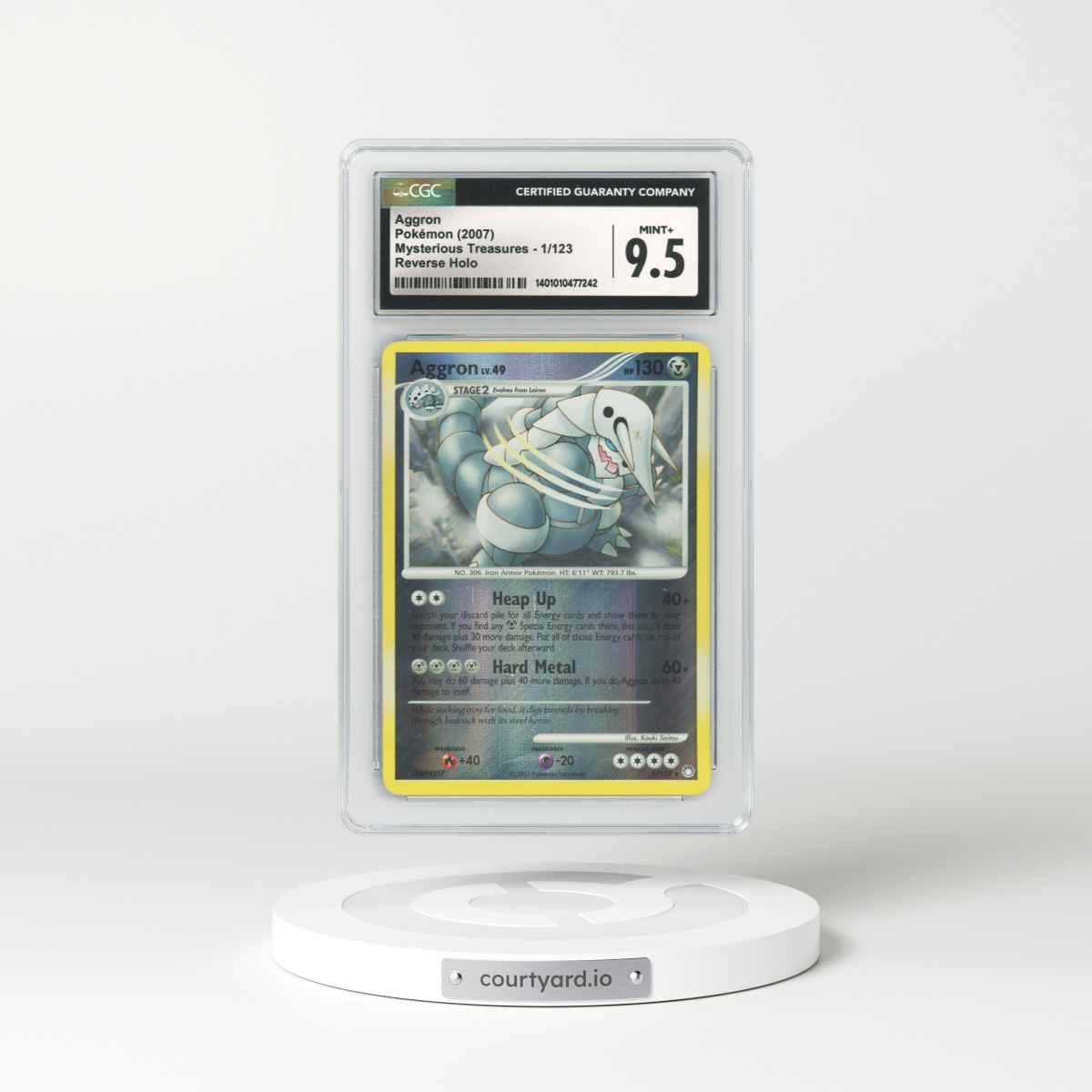 2007 Mysterious Treasures #1 Aggron - Holo (CGC 9.5 MINT+)