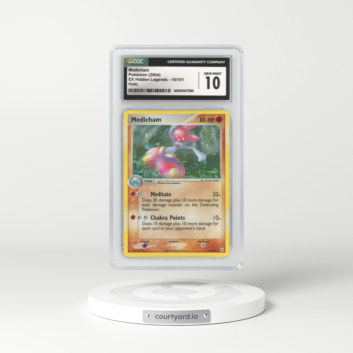 2004 EX Hidden Legends #10 Medicham - Holo (CGC 10 GEM MINT)