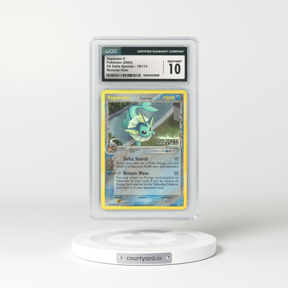2005 EX Delta Species #18 Vaporeon - Holo (CGC 10 GEM MINT)