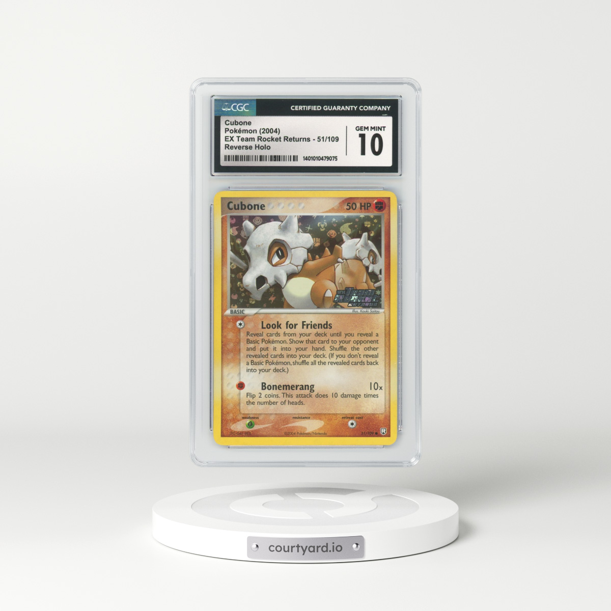 2004 EX Team Rocket Returns #51 Cubone - Holo (CGC 10 GEM MINT)