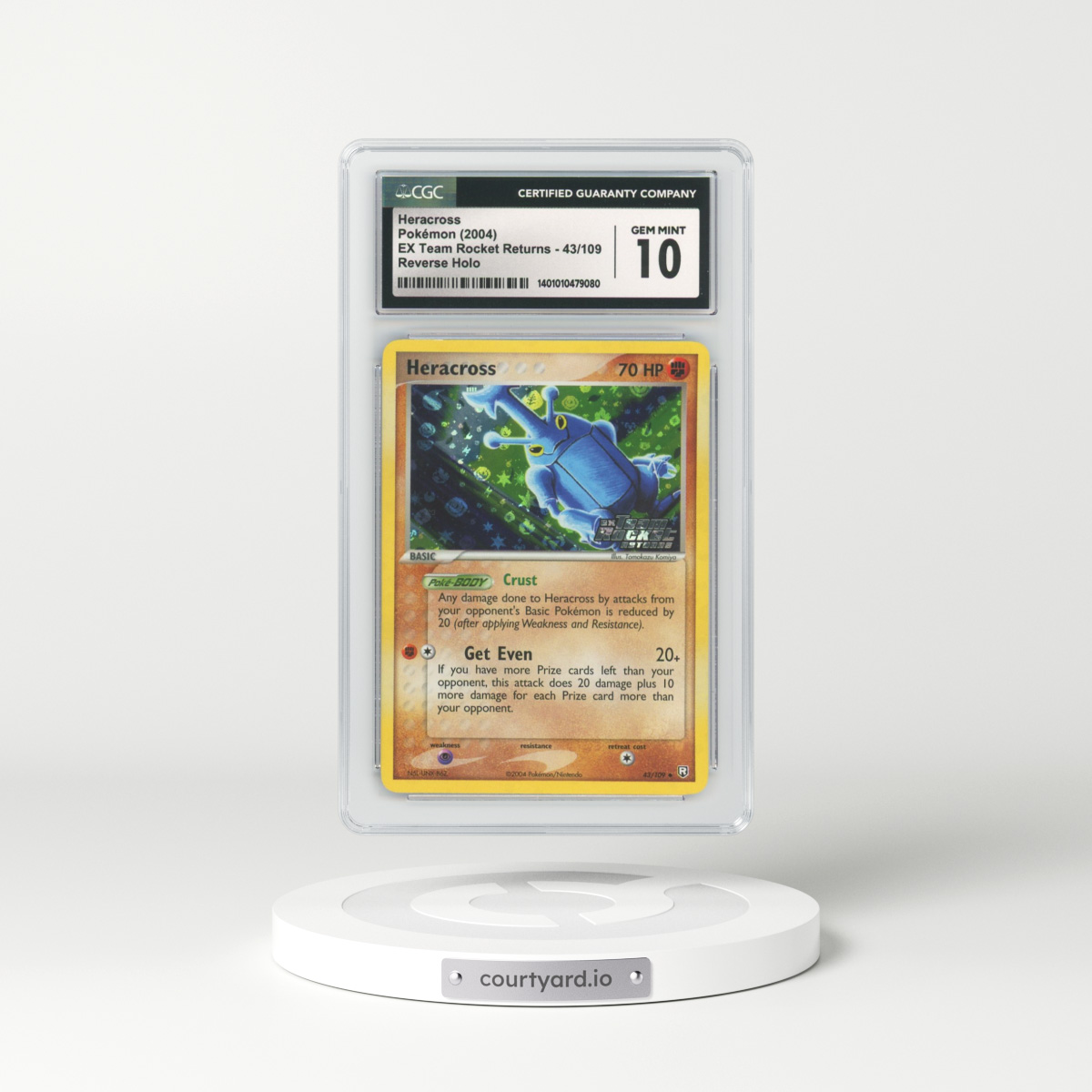 2004 EX Team Rocket Returns #43 Heracross - Holo (CGC 10 GEM MINT)