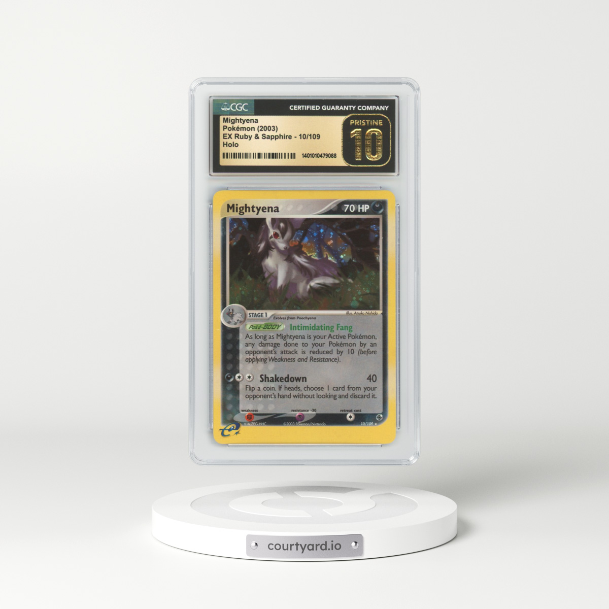 2003 EX Ruby & Sapphire #10 Mightyena - Holo e-Card Symbol (CGC 10 PRISTINE)