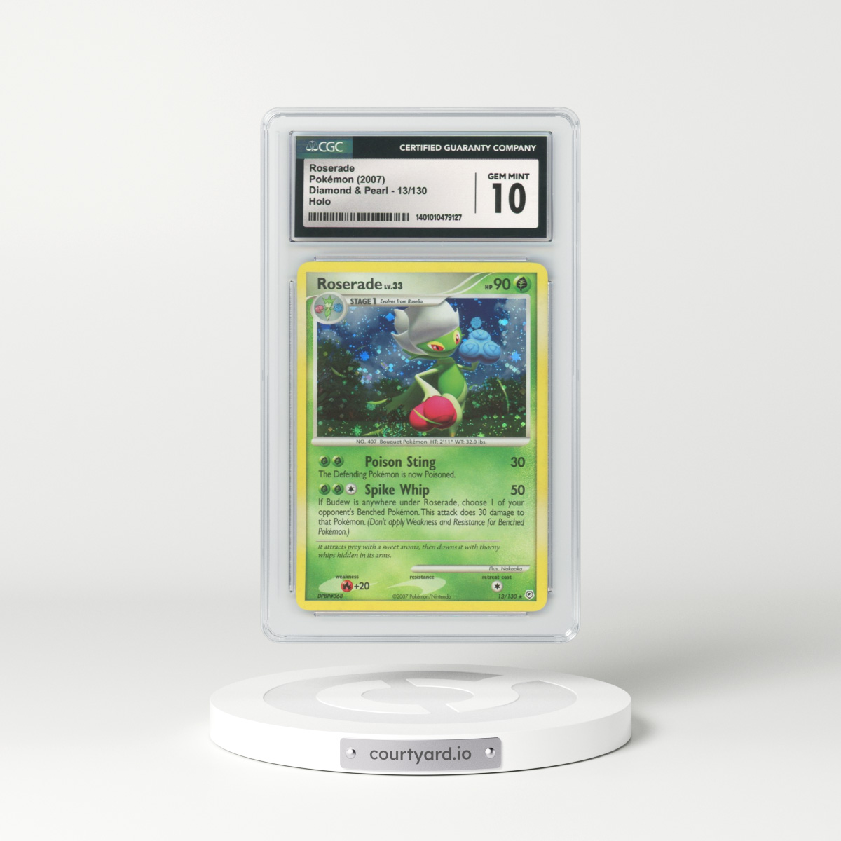 2007 Diamond & Pearl #13 Roserade - Holo (CGC 10 GEM MINT)