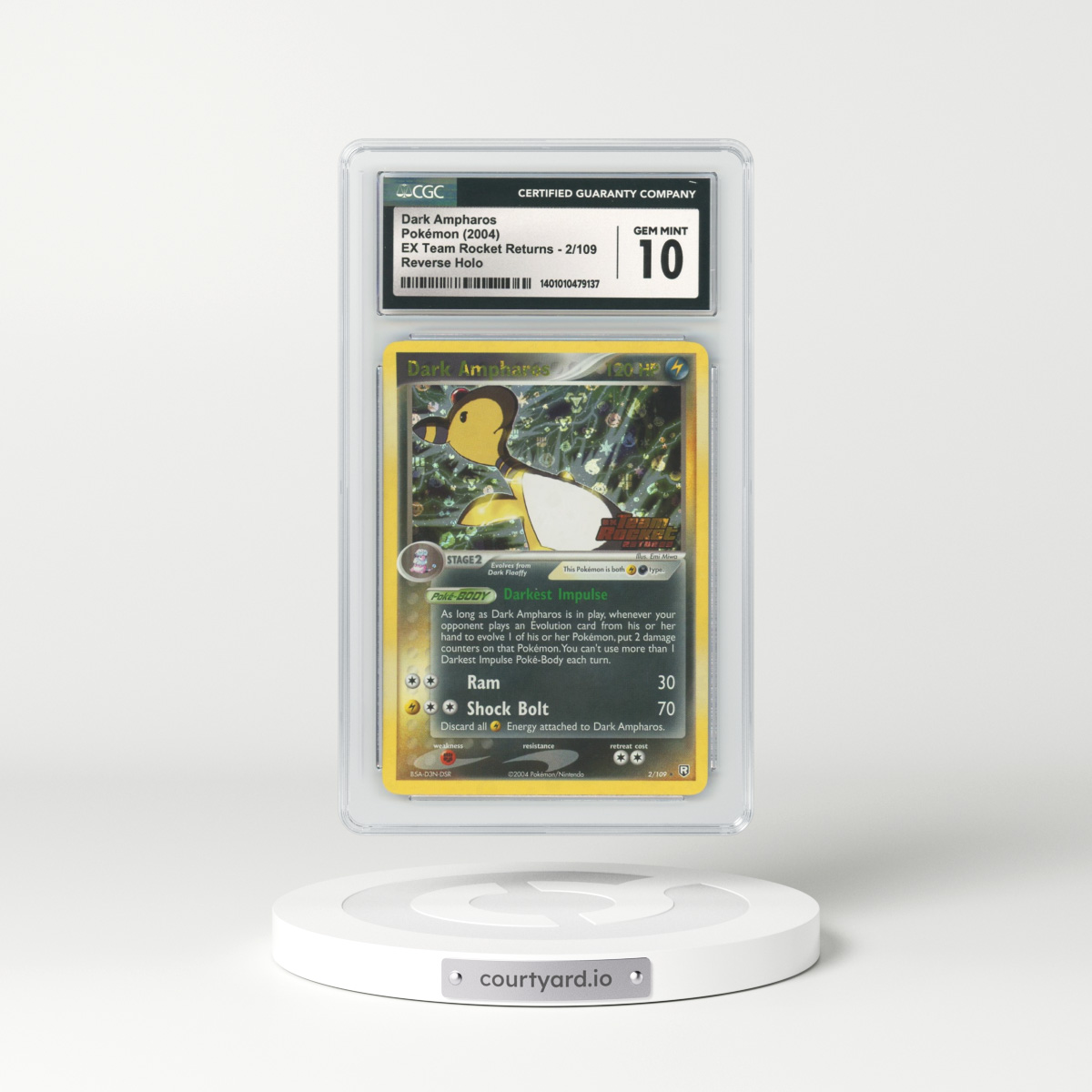 2004 EX Team Rocket Returns #2 Dark Ampharos - Holo (CGC 10 GEM MINT)