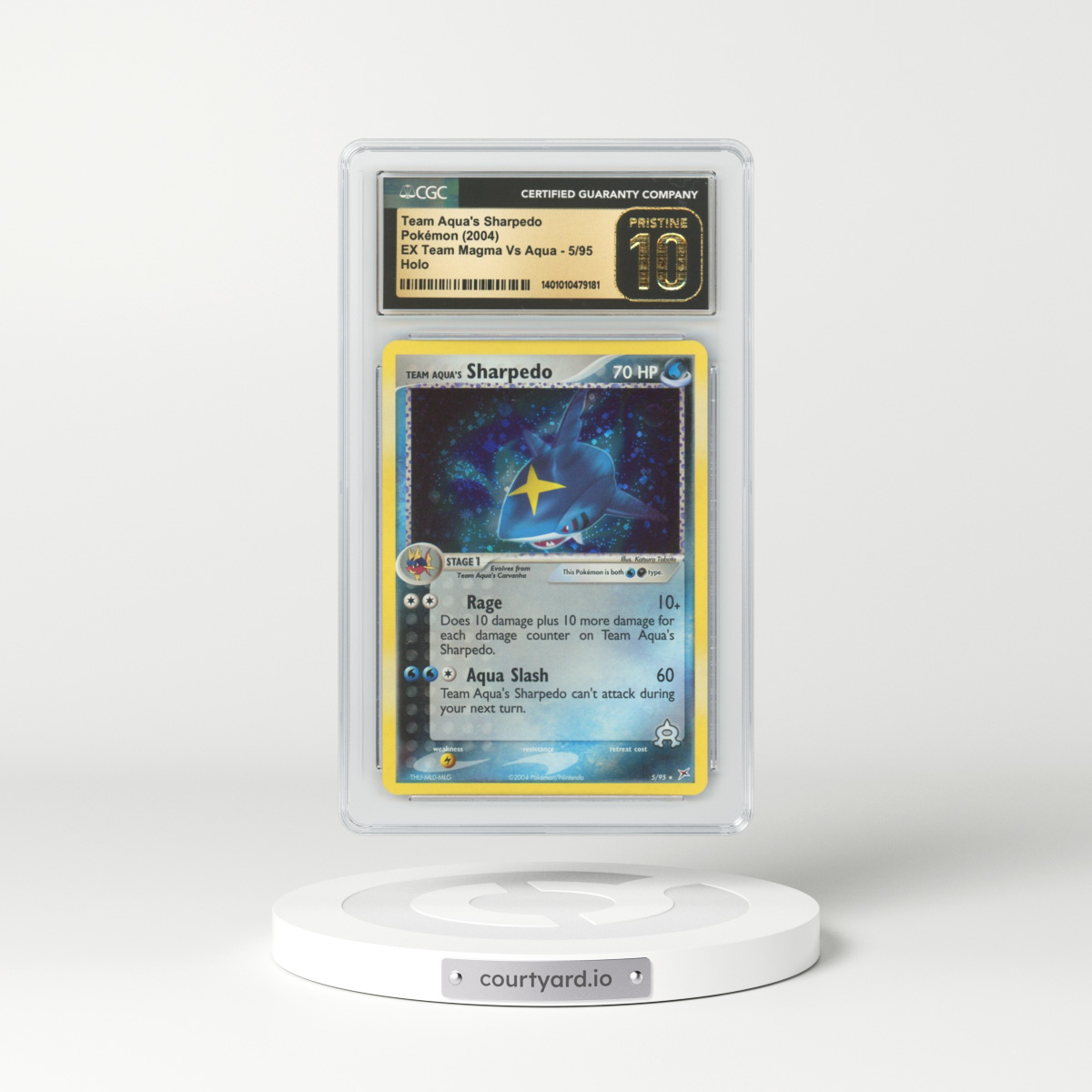 2004 EX Team Magma VS Team Aqua #5 Team Aqua's Sharpedo - Holo (CGC 10 PRISTINE)