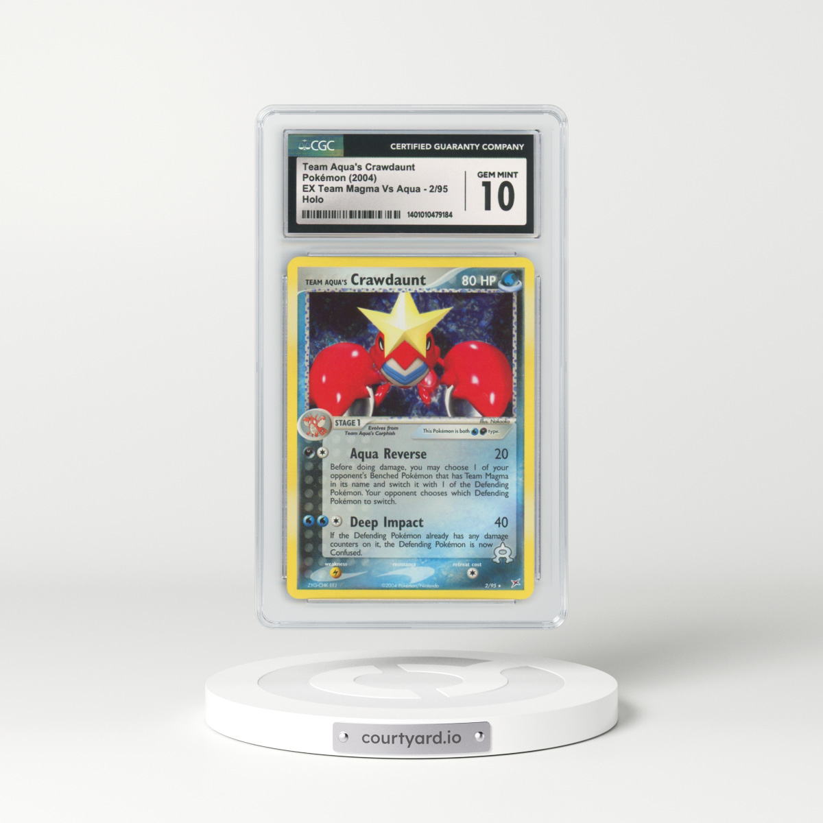 2004 EX Team Magma VS Team Aqua #2 Team Aqua's Crawdaunt - Holo (CGC 10 GEM MINT)