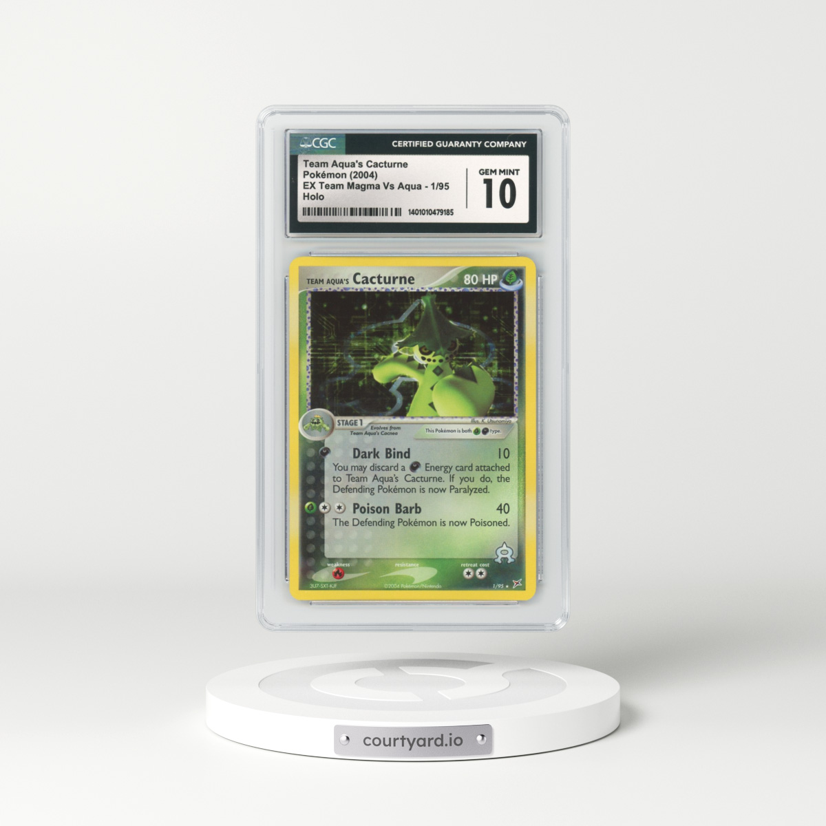 2004 EX Team Magma VS Team Aqua #1 Team Aqua's Cacturne - Holo (CGC 10 GEM MINT)