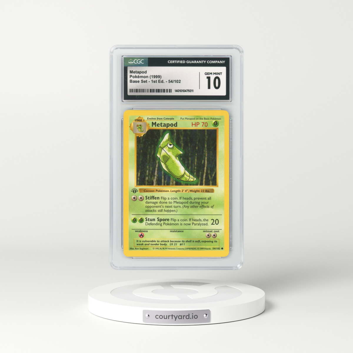 1999 Base Set #54 Metapod - 1st Edition Shadowless (CGC 10 GEM MINT)
