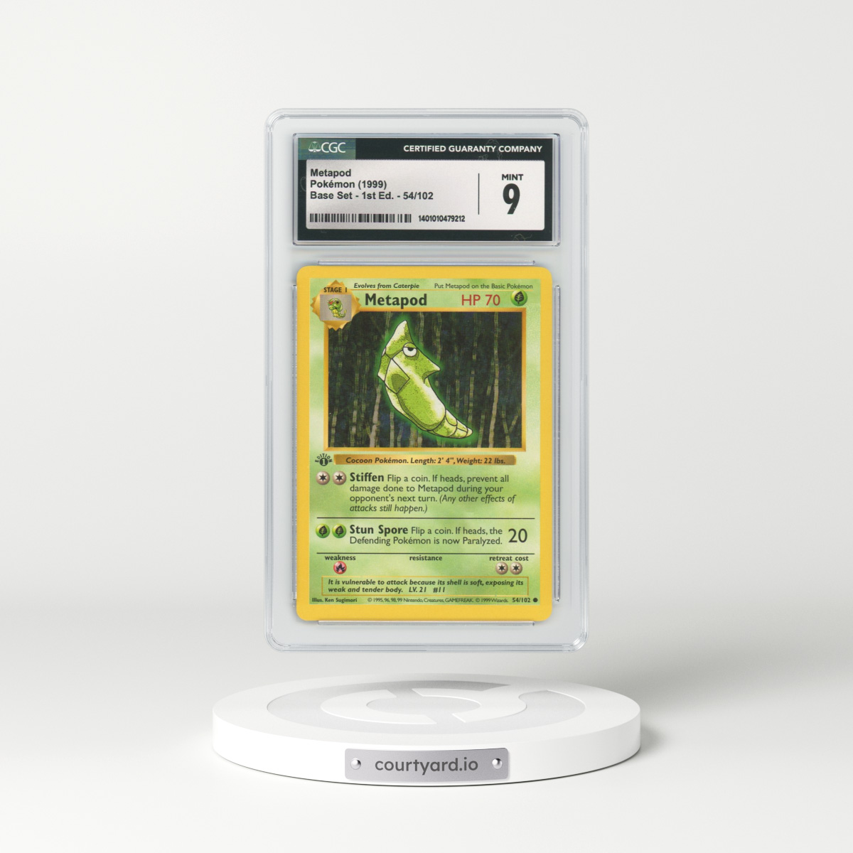 1999 Base Set #54 Metapod - 1st Edition Shadowless (CGC 9 MINT)