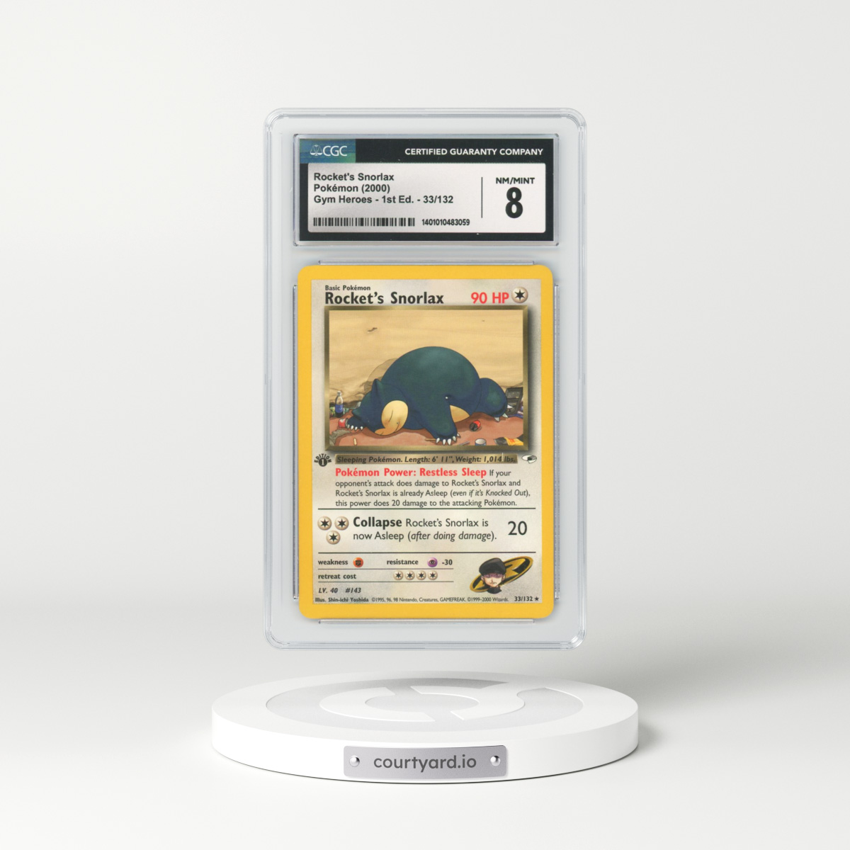 2000 Gym Heroes #33 Rocket's Snorlax - 1st Edition (CGC 8 NM-MT)