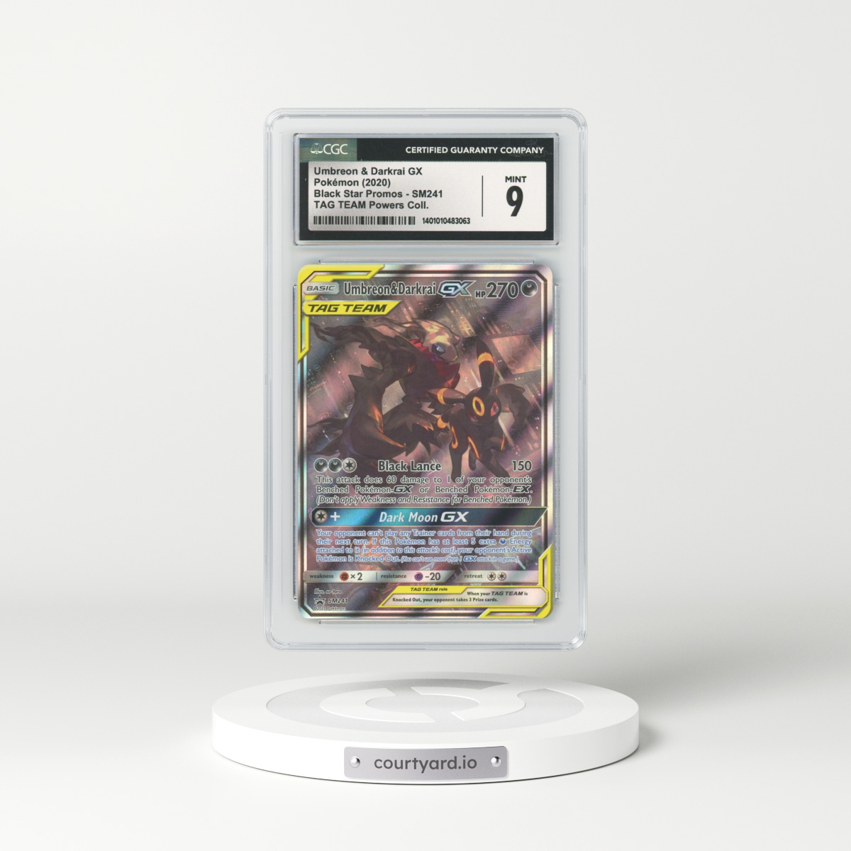 2020 Sun & Moon Promos #SM241 Umbreon & Darkrai GX - Full Art Holo (CGC 9 MINT)