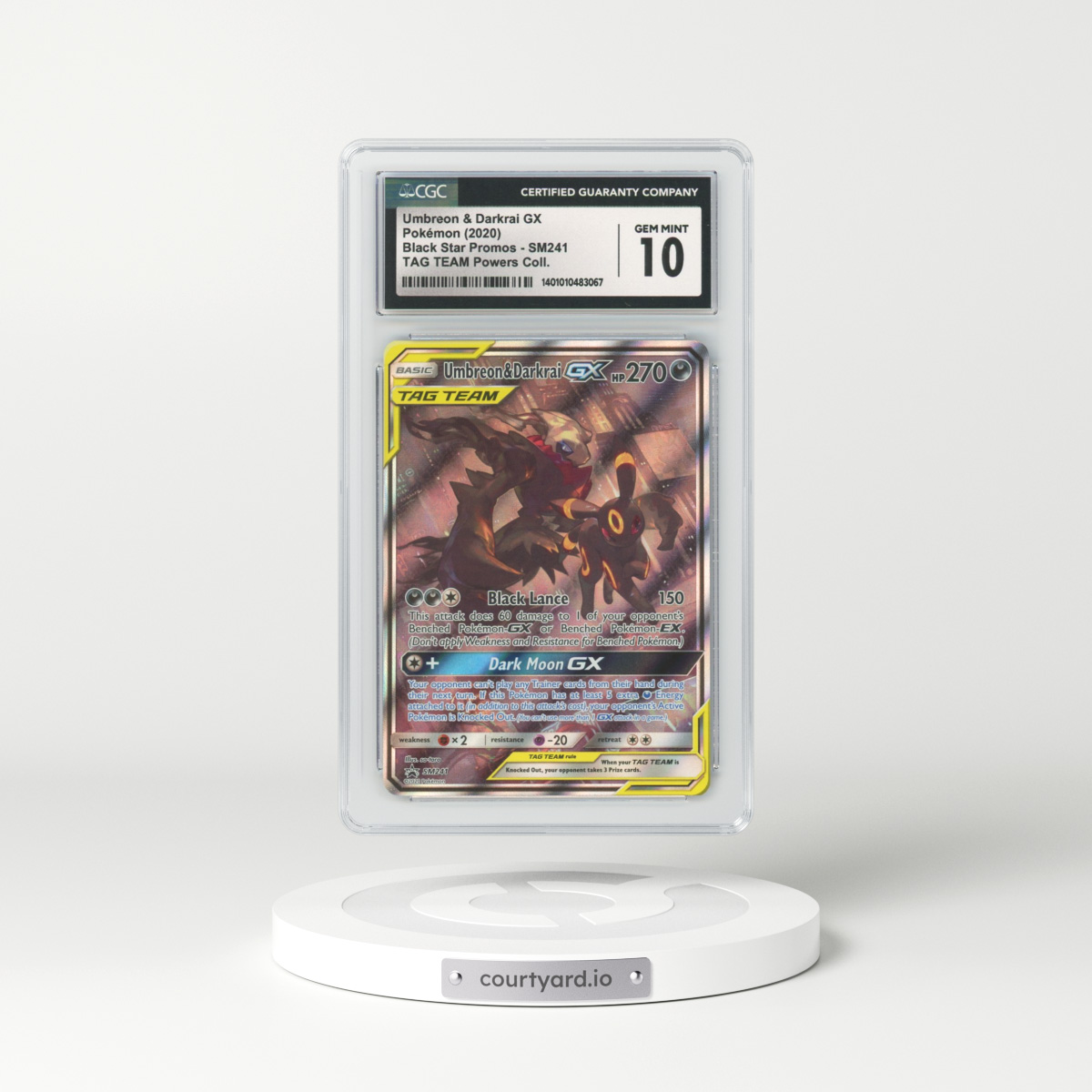 2020 Sun & Moon Promos #SM241 Umbreon & Darkrai GX - Full Art Holo (CGC 10 GEM MINT)