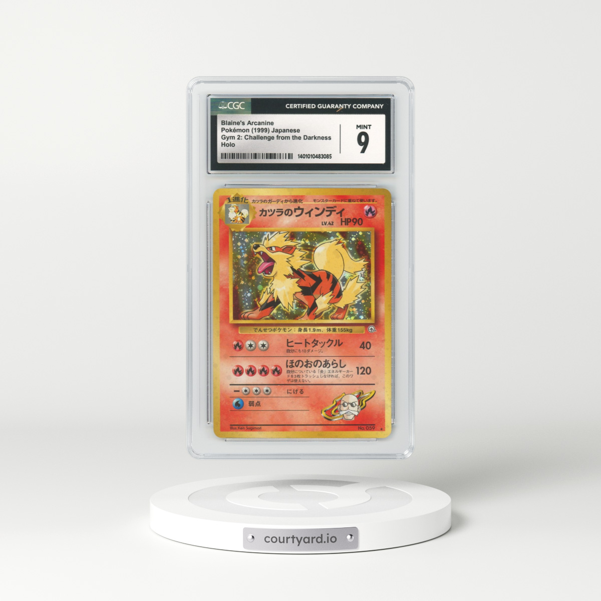 1999 Japanese Gym Challenge #59 Blaine's Arcanine - Holo No Rarity Symbol (CGC 9 MINT)