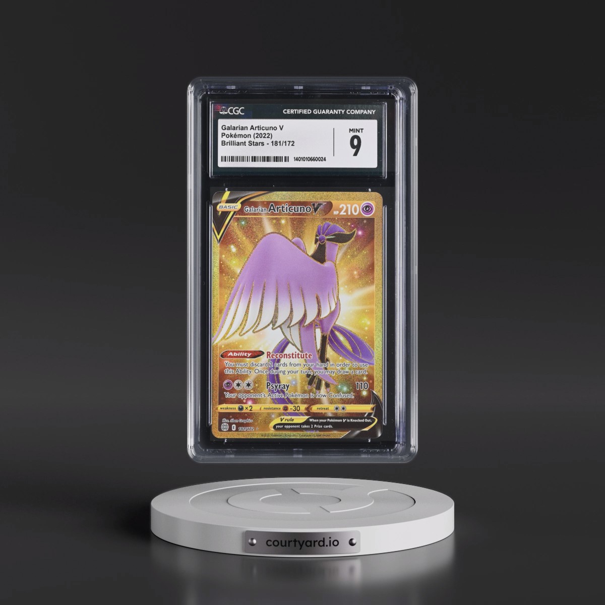 2022 Brilliant Stars #181/172 Galarian Articuno V - Secret Rare Holo (CGC 9 MINT)