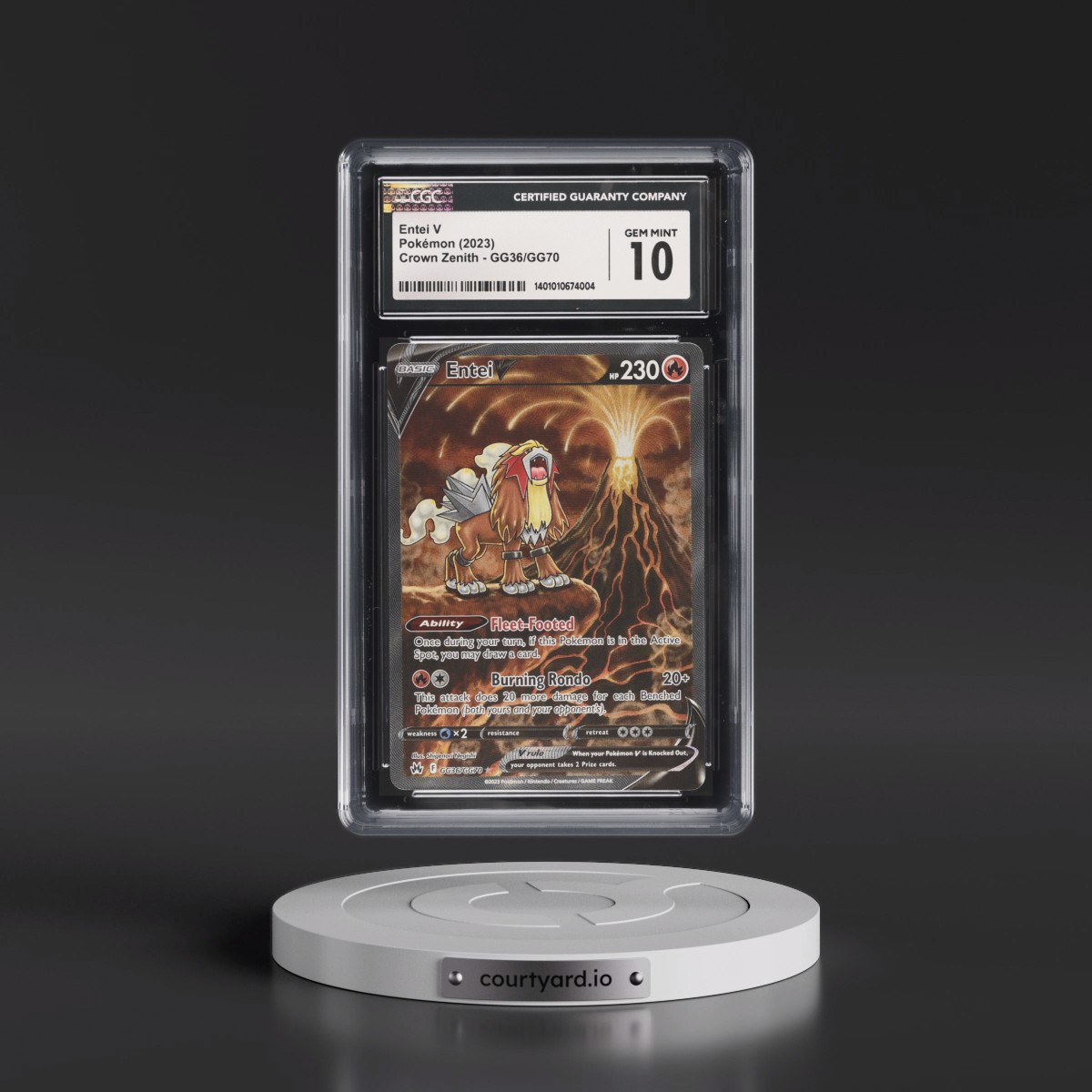 2023 Crown Zenith #GG36/GG70 Entei V - Galarian Gallery Holo (CGC 10 GEM MINT)