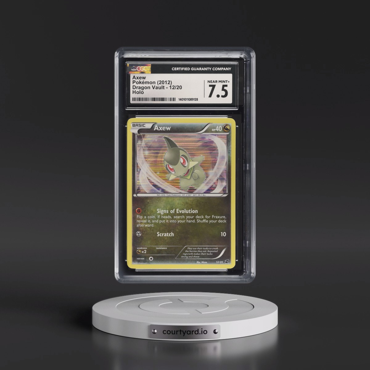 2012 Dragon Vault #12/20 Axew - Holo (CGC 7.5 NM+)