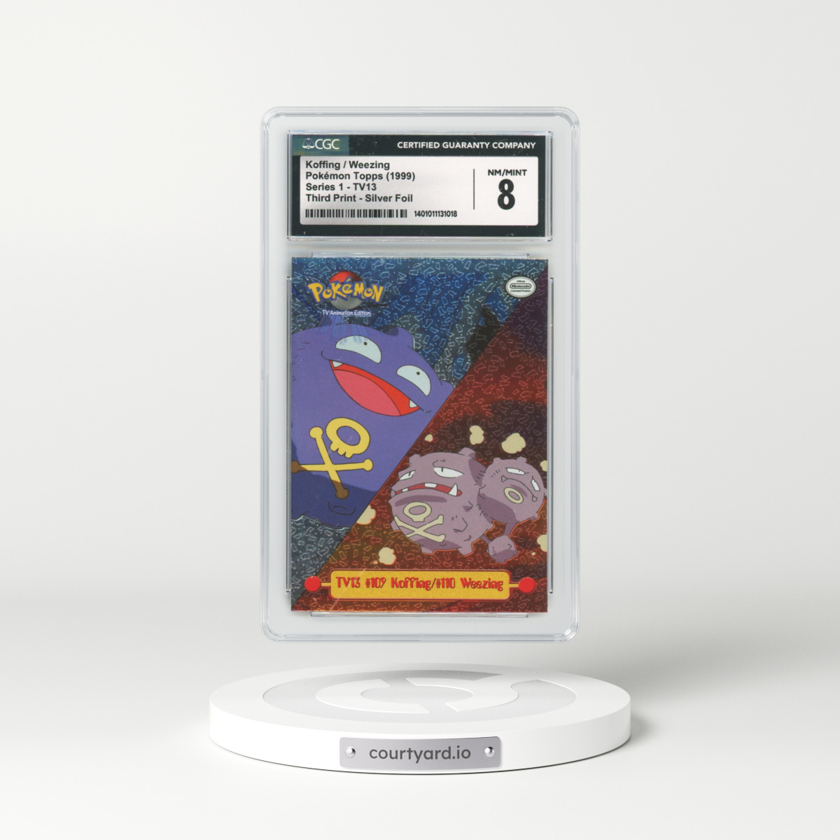 1999 Topps Series 1 #TV13 Koffing/Weezing - Third Print (Black Logo) Silver Foil (Dots and Rectangles) (CGC 8 NM-MT)