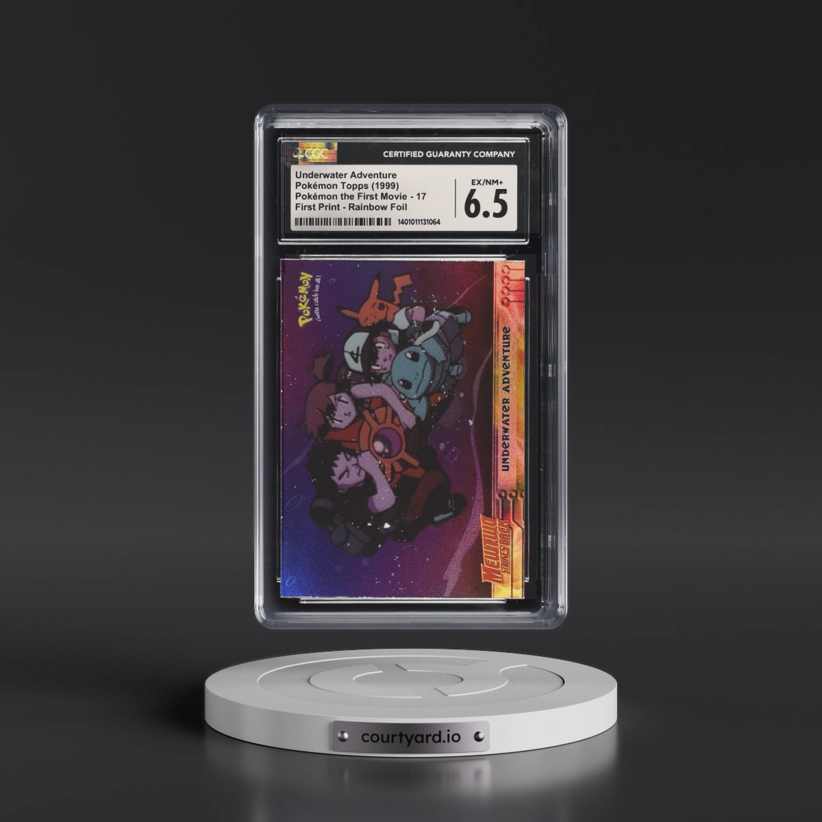 1999 Pokémon the First Movie #17 Underwater Adventure - First Print (Blue Topps Logo) Rainbow Foil (CGC 6.5 EX-NM+)