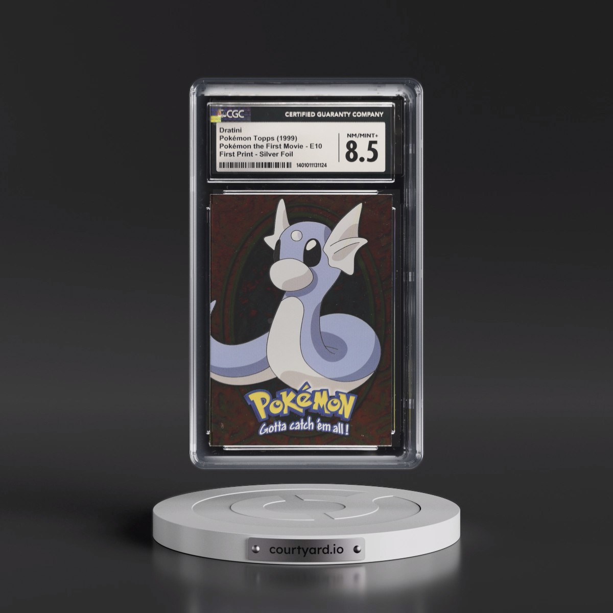 1999 Pokémon the First Movie #E10 No.147 Dratini - First Print (Blue Topps Logo) Silver Foil (CGC 8.5 NM-MT+)