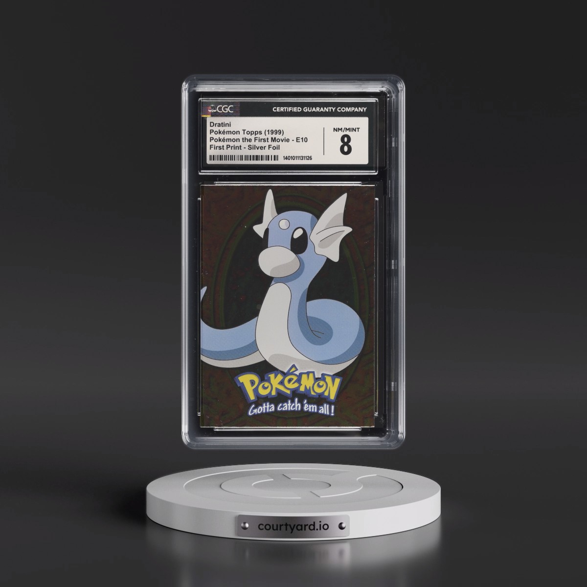 1999 Pokémon the First Movie #E10 No.147 Dratini - First Print (Blue Topps Logo) Silver Foil (CGC 8 NM-MT)