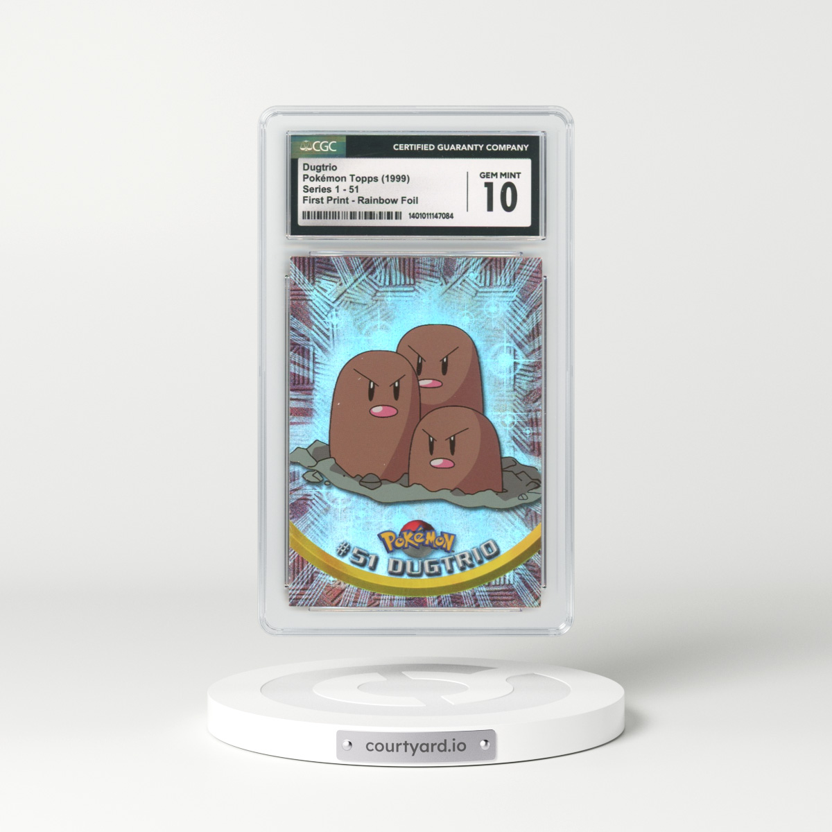 1999 Topps Series 1 #51 Dugtrio - First Print (Blue Topps Logo) Rainbow Foil (Smooth) (CGC 10 GEM MINT)