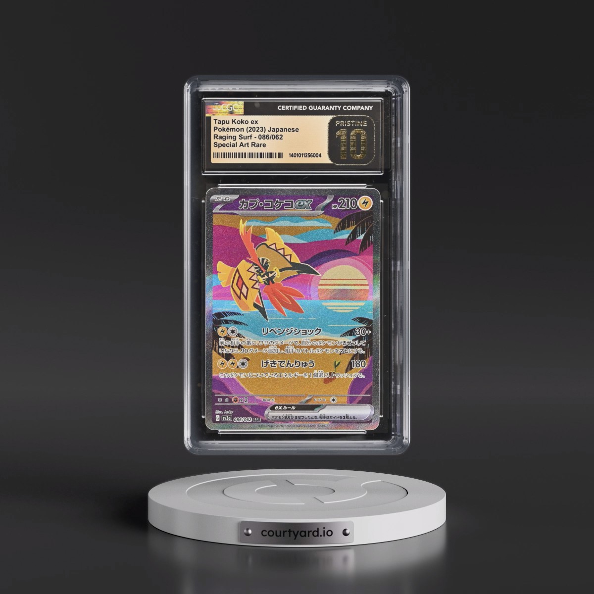 2023 Pokémon Sv3a-Raging Surf #086 Tapu Koko EX - Holo Special Art Rare (CGC 10 PRISTINE)
