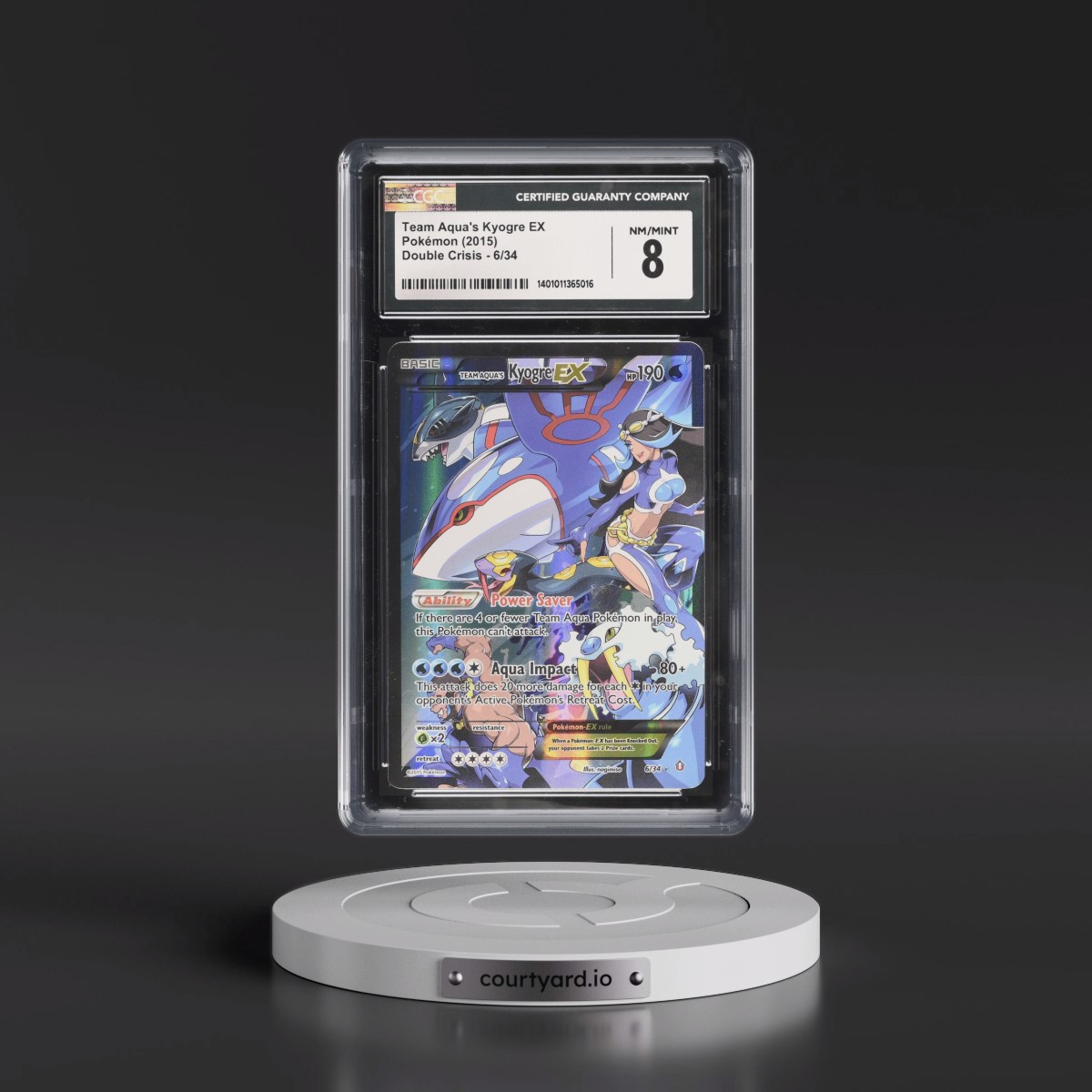 2015 Double Crisis #6/34 Team Aqua's Kyogre EX - Holo (CGC 8 NM-MT)