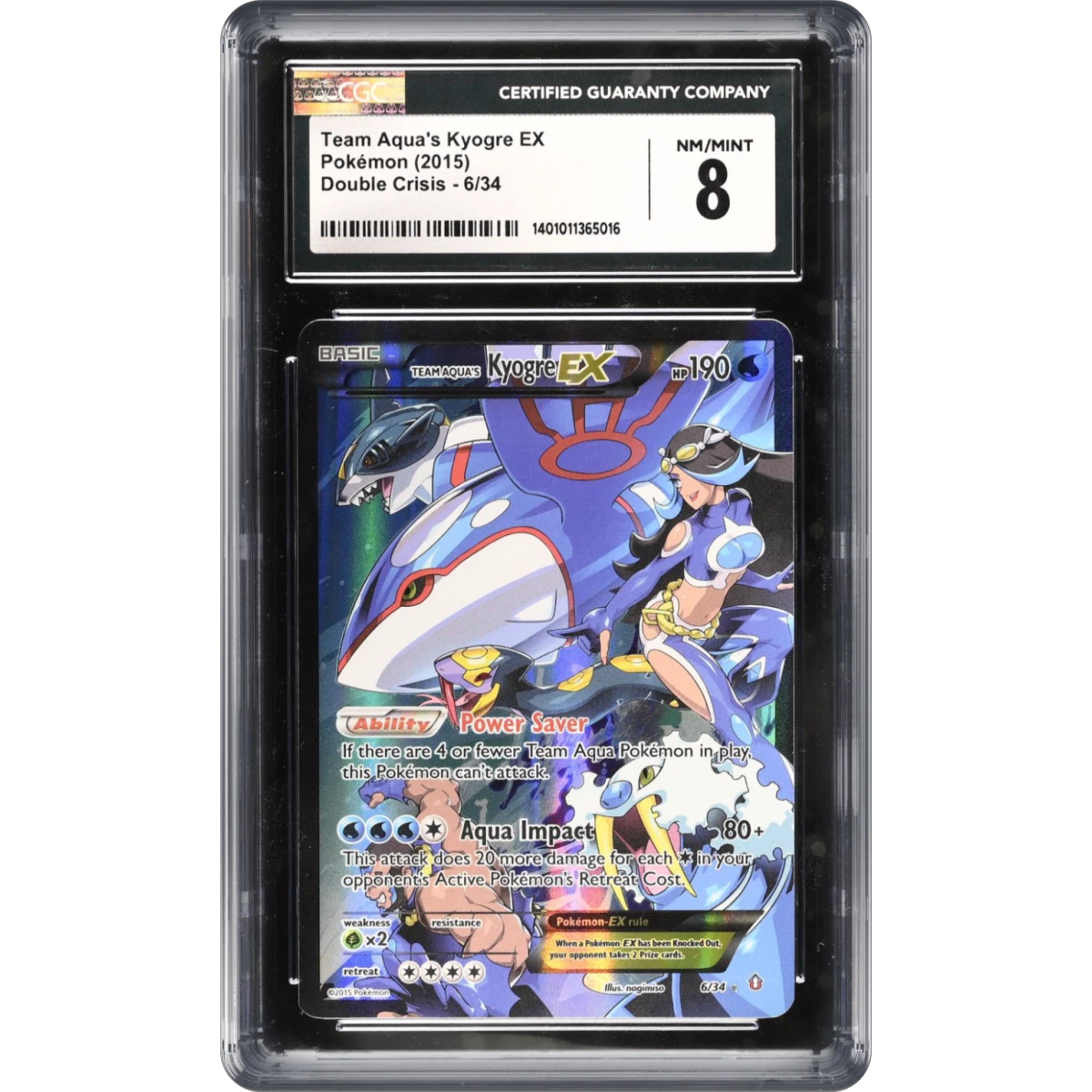 2015 Double Crisis #6/34 Team Aqua's Kyogre EX - Holo (CGC 8 NM-MT)