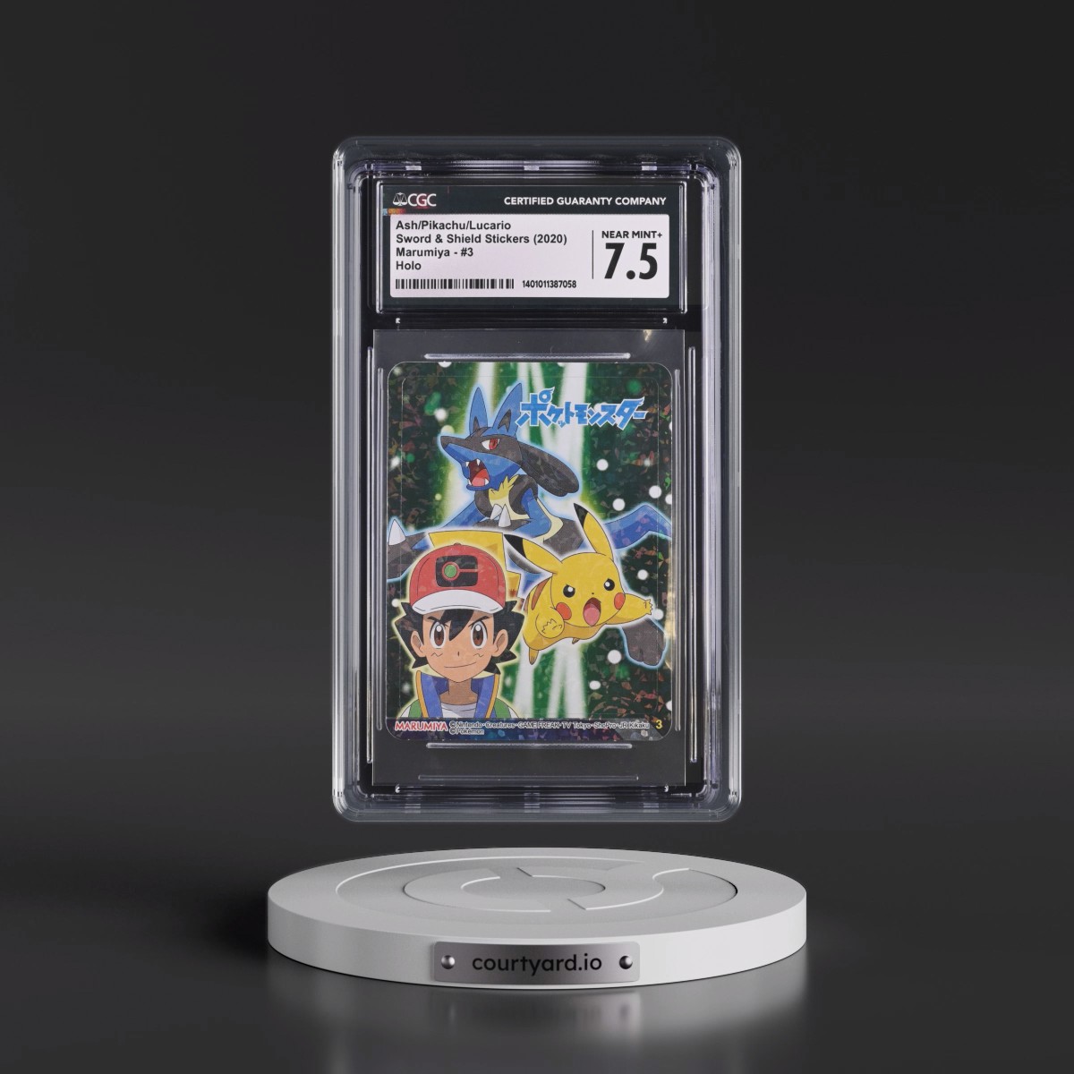 2020 Sword & Shield Stickers (Marumiya 2020) - Japanese #3 Ash/Pikachu/Lucario - Holo (CGC 7.5 NM+)