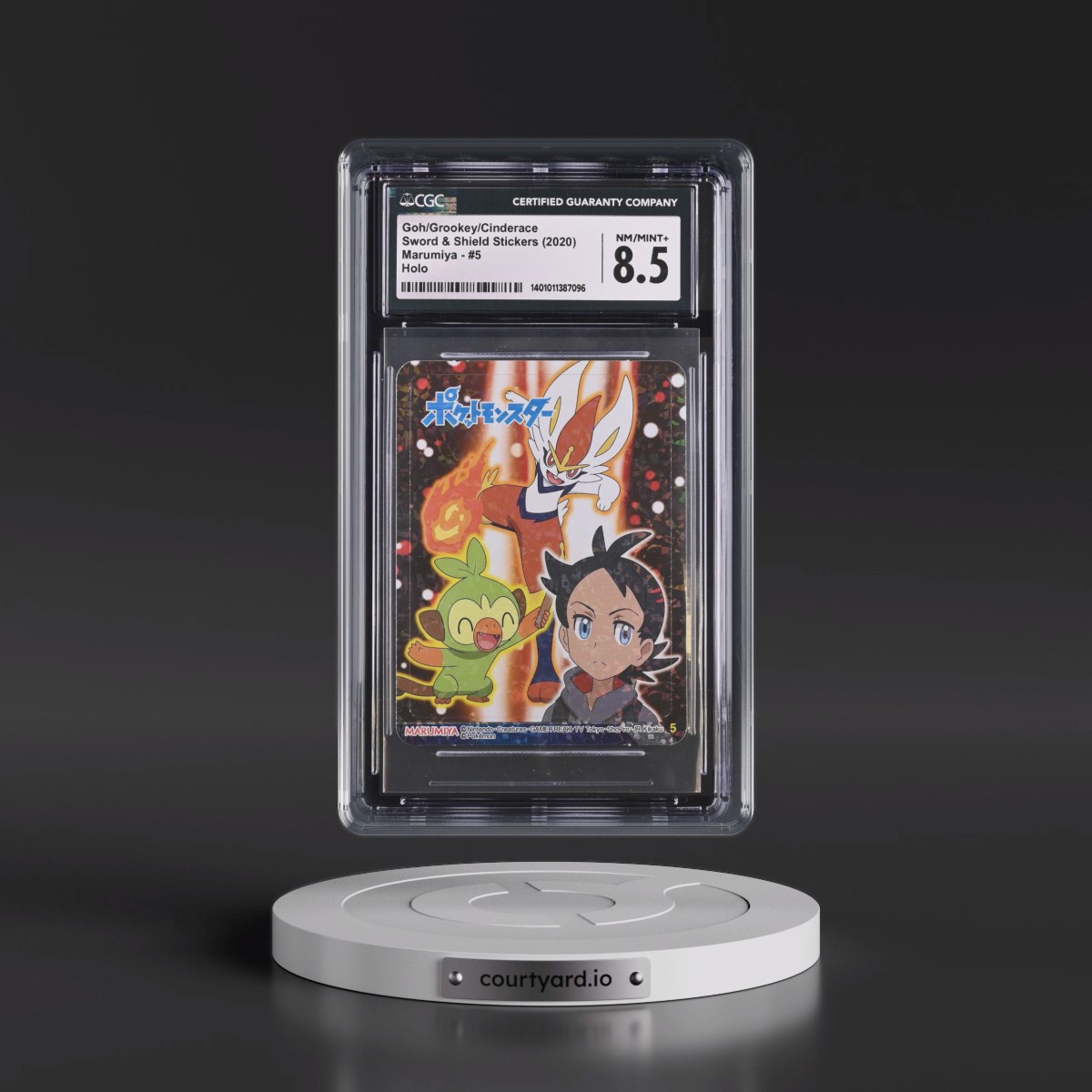 2020 Sword & Shield Stickers (Marumiya 2020) - Japanese #5 Goh/Grookey/Cinderace - Holo (CGC 8.5 NM-MT+)