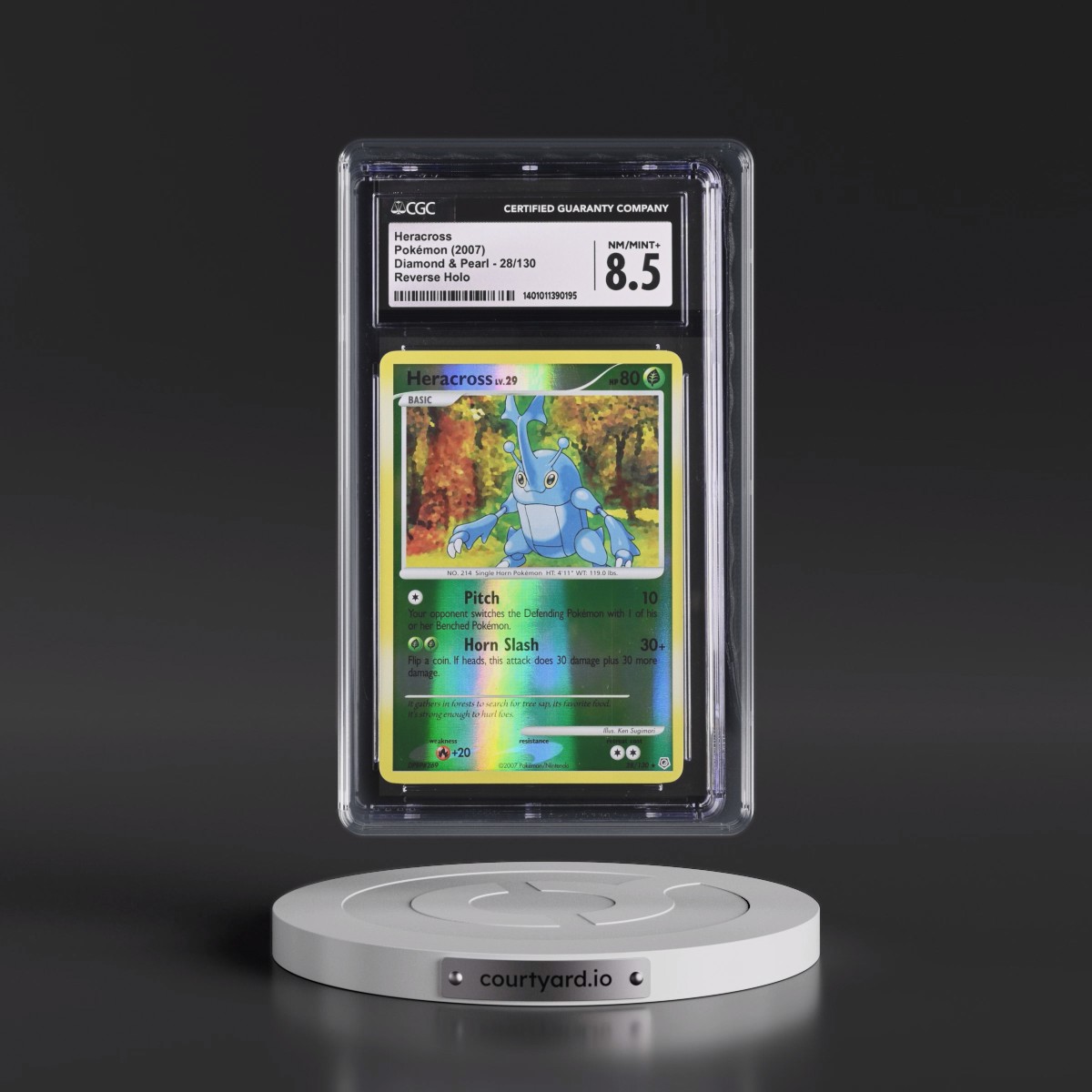 2007 Diamond & Pearl #28/130 Heracross - Reverse Holo (CGC 8.5 NM-MT+)